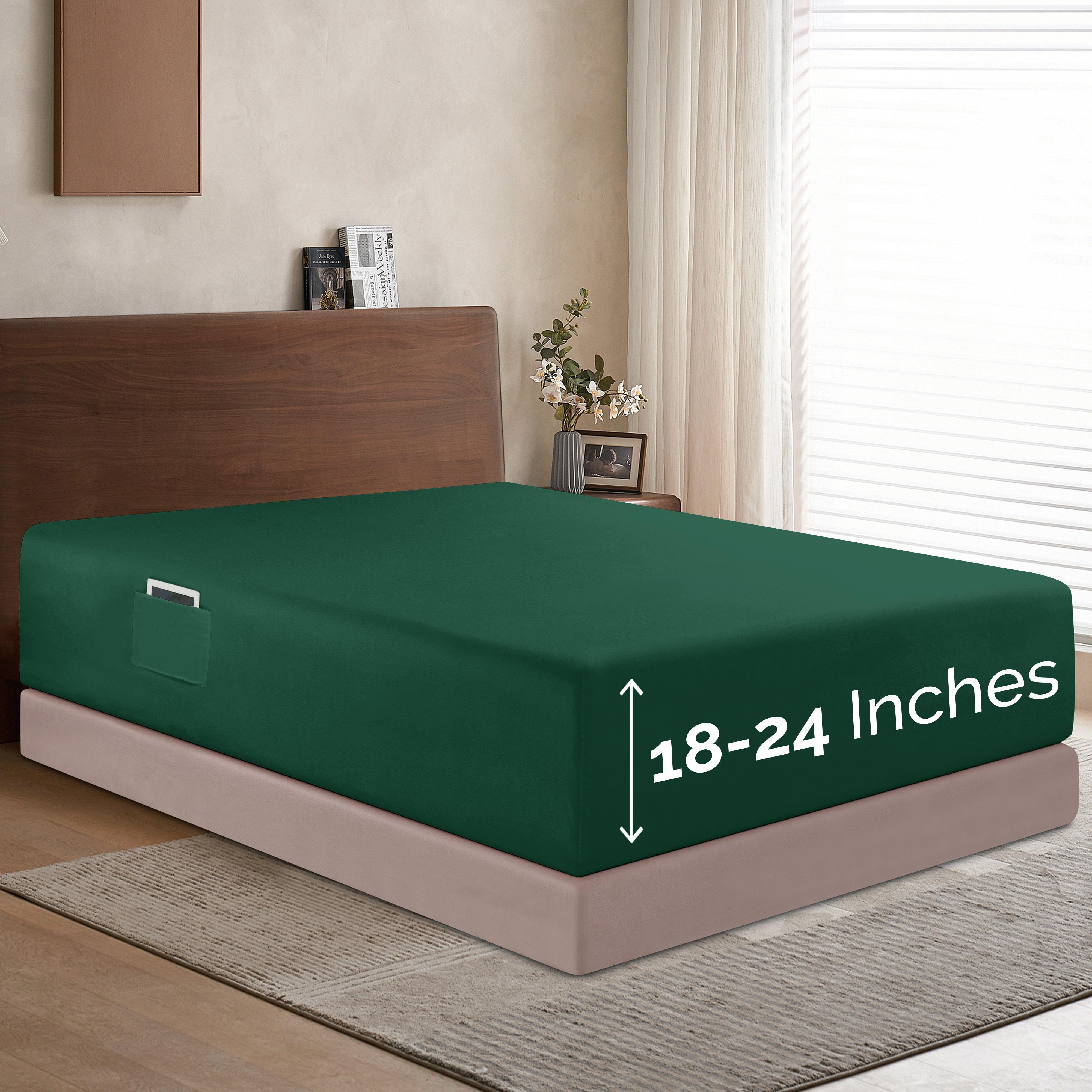 Everlaneas Extra Deep Pocket 18"-24" Single Fitted Sheet for High Mattress, Moody Shades