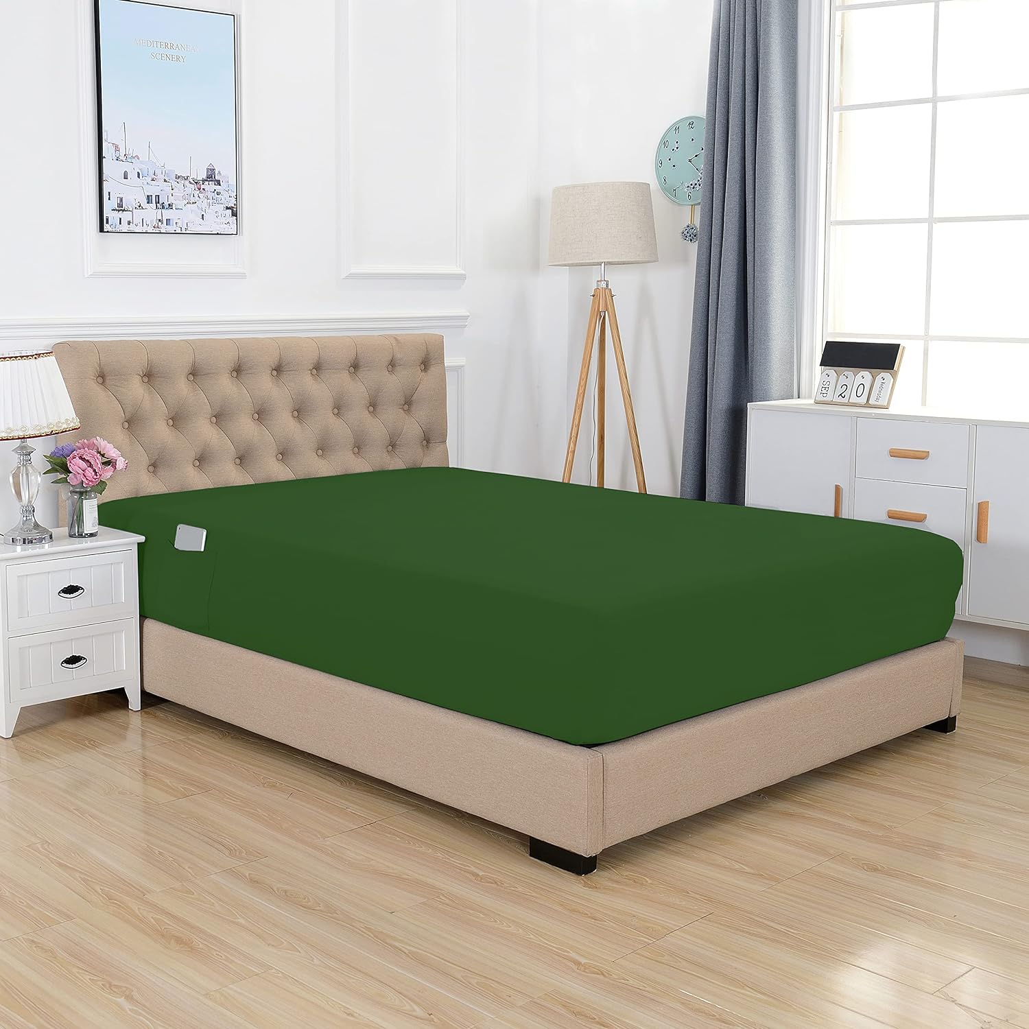 Everlaneas Extra Deep 18"-21" Single Fitted Sheet for High Mattress - All Around Elastic with Straps