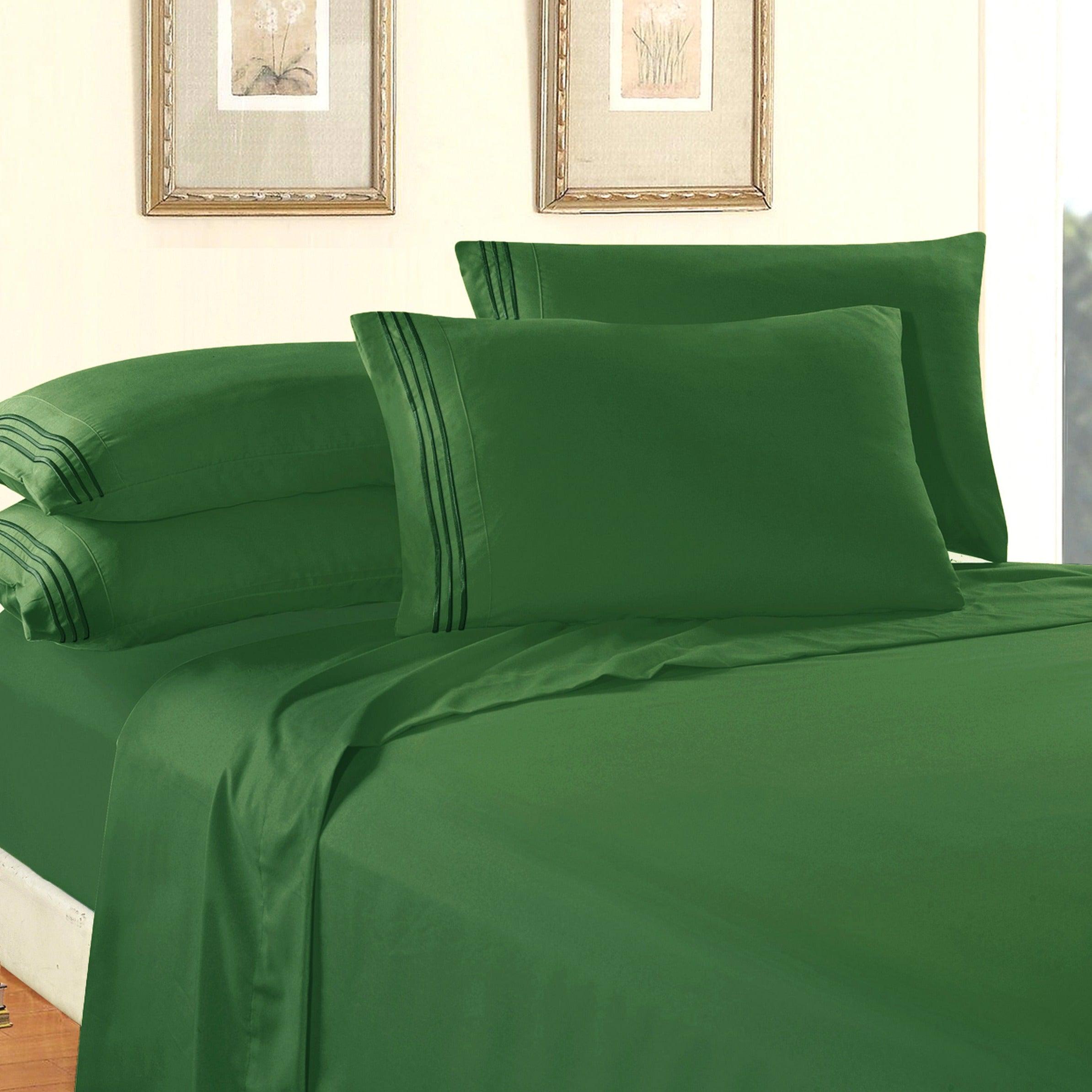 Everlaneas Essential 6-Piece 3-Line Embroidery Sheet Set, Soft as a Hotel Premium Quality,  Moody Shades