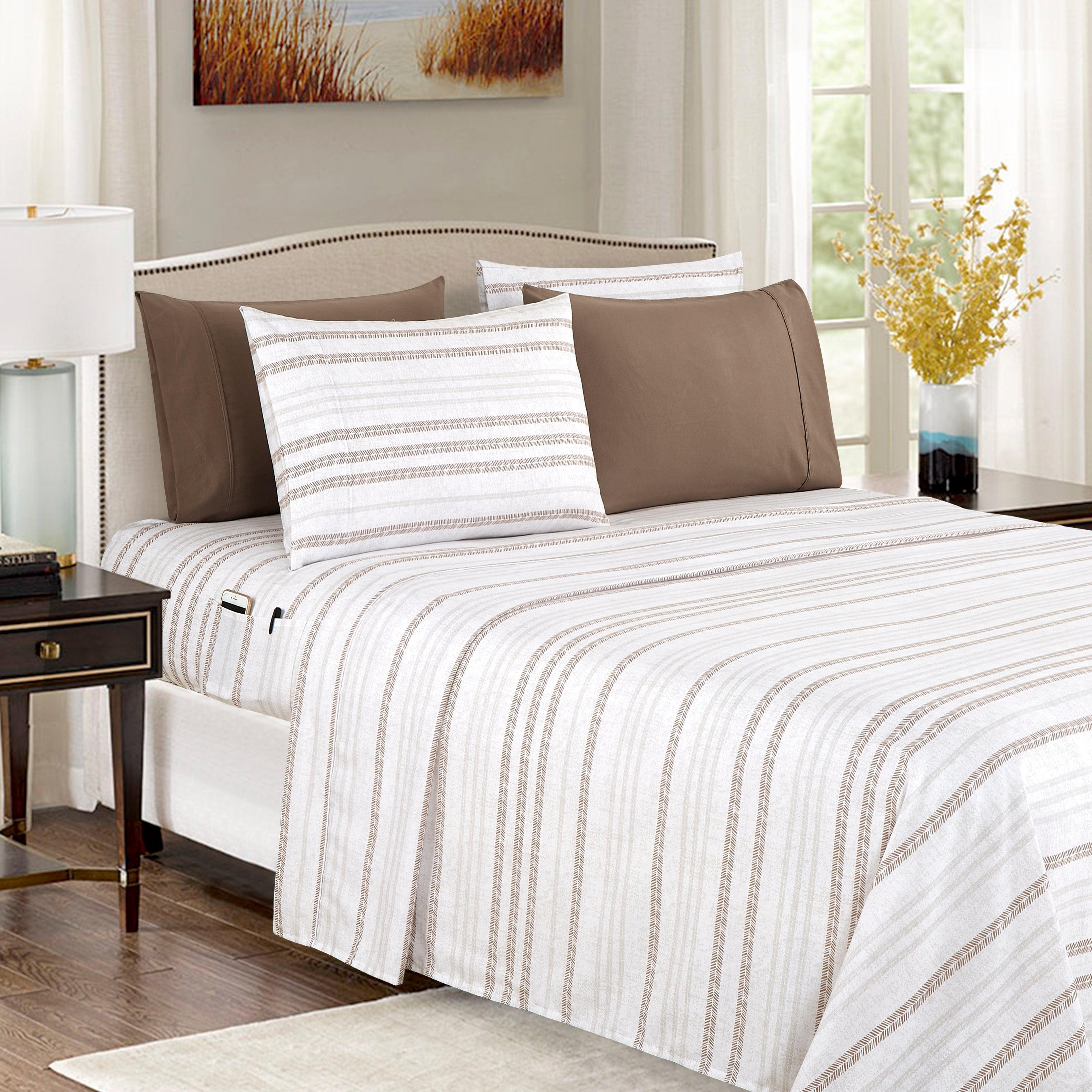 Everlaneas 6-Piece Floral and Stripe Pattern Sheet Set - Soft as a Hotel Premium Quality Bedding