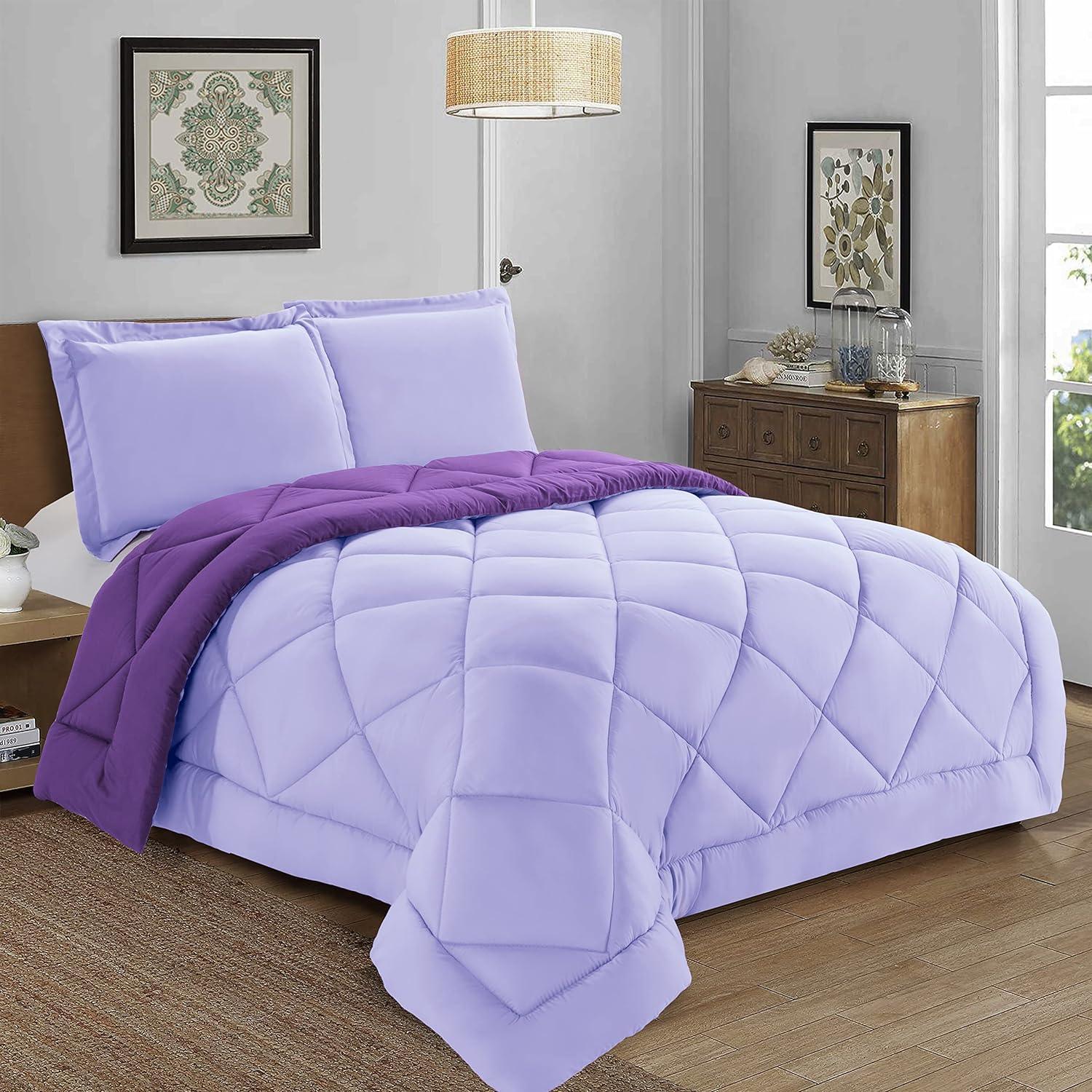 Everlaneas 3-Piece Reversible Diamond Stitched Comforter & Shams