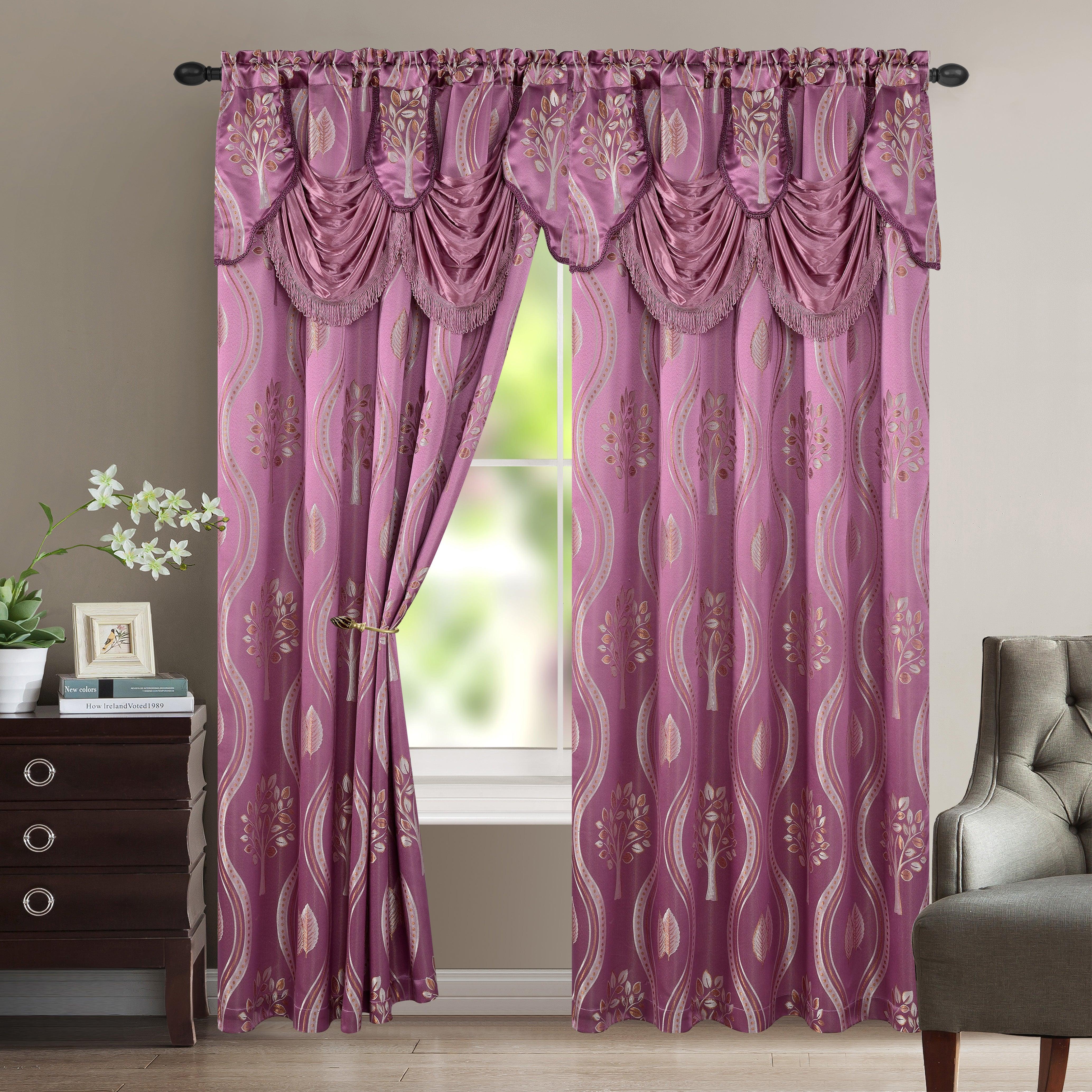 Everlaneas Set of 2 Aurora Curtain Panels- Attached Valance - Rod Pocket- 54" W x 84" L