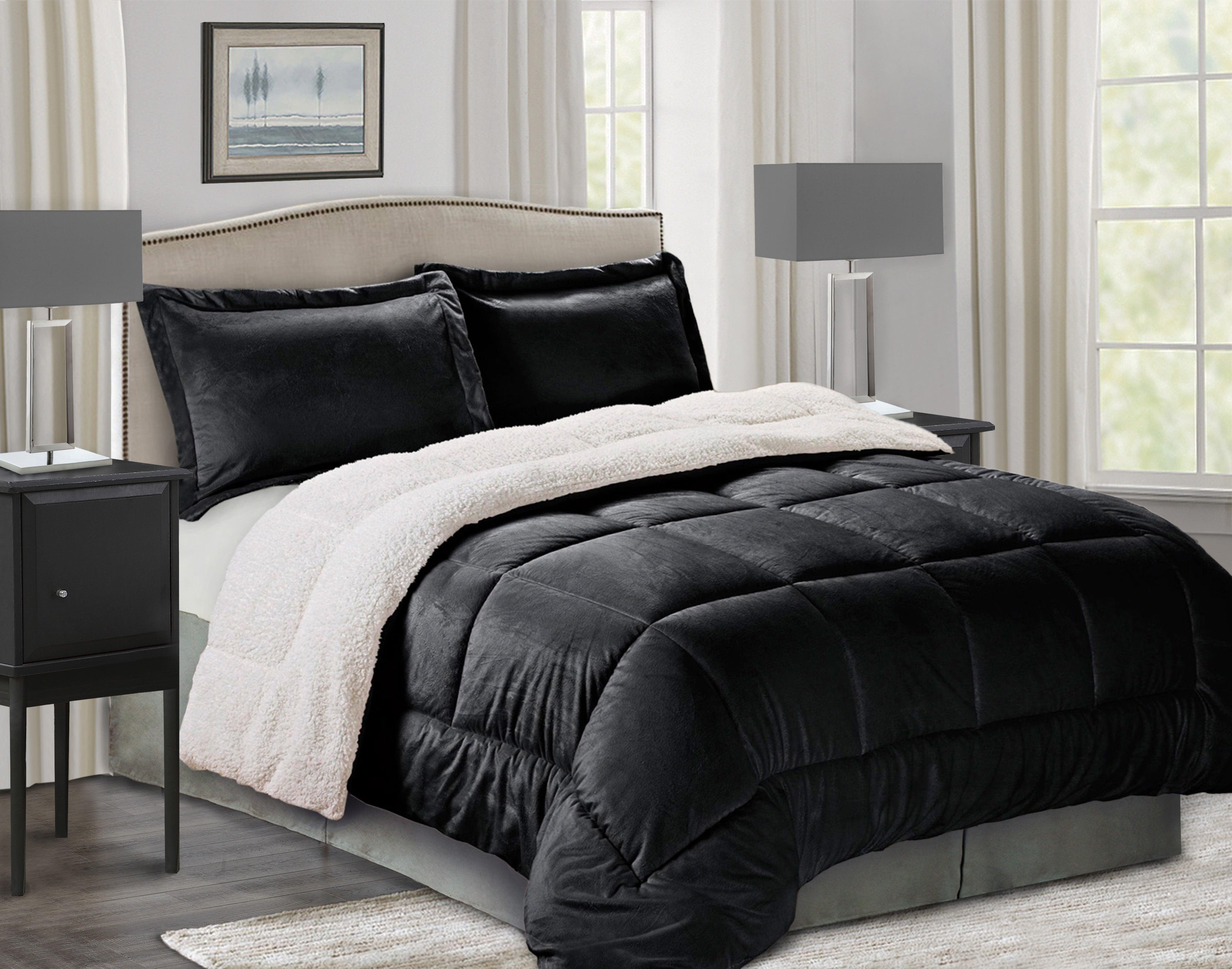 Everlaneas 3-Piece Micro-Suede Reversible Sherpa - Solid Color Design Comforter Set