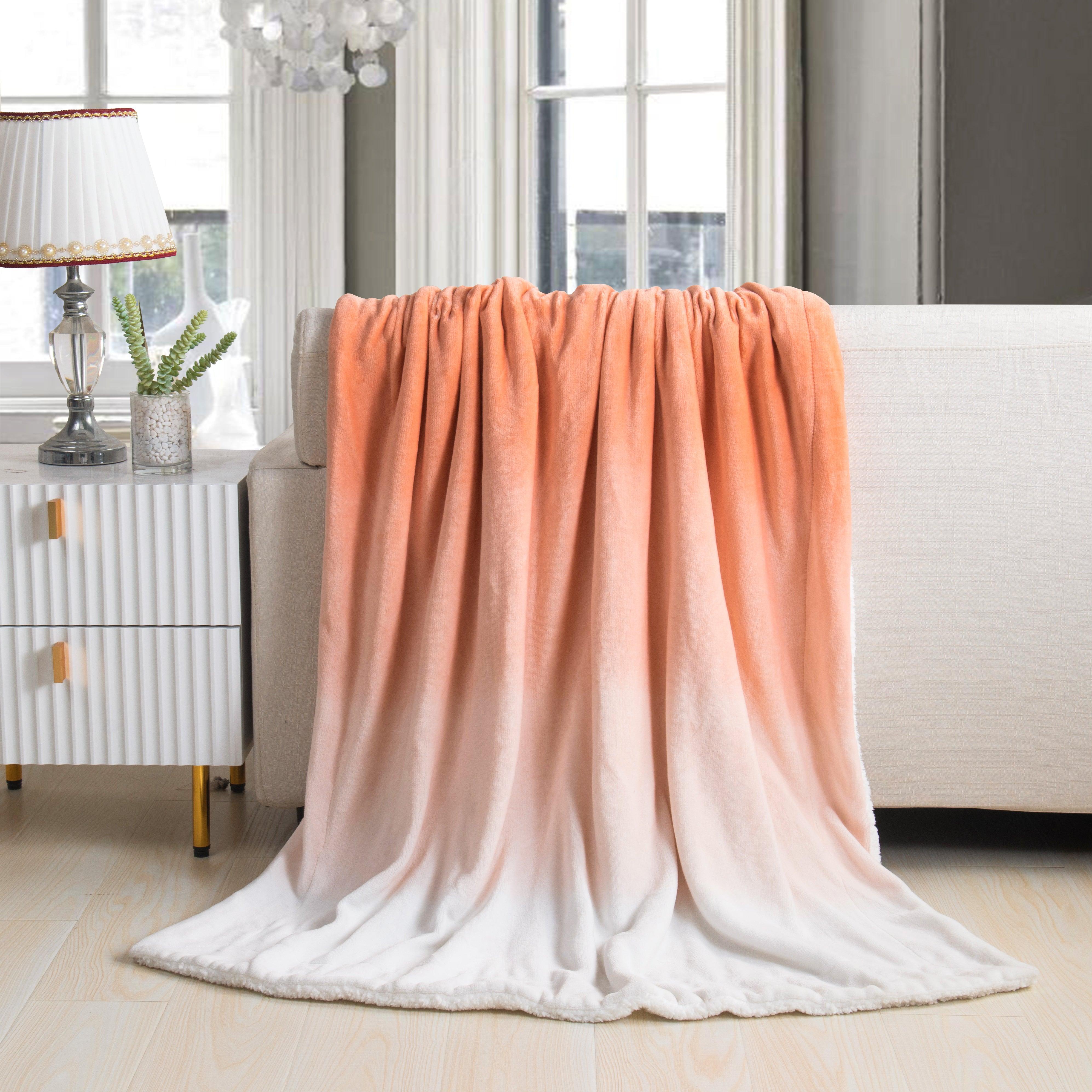 Everlaneas Ombre Printed - Sherpa Backed Plush Throw Blankets - 50 x 60 inches