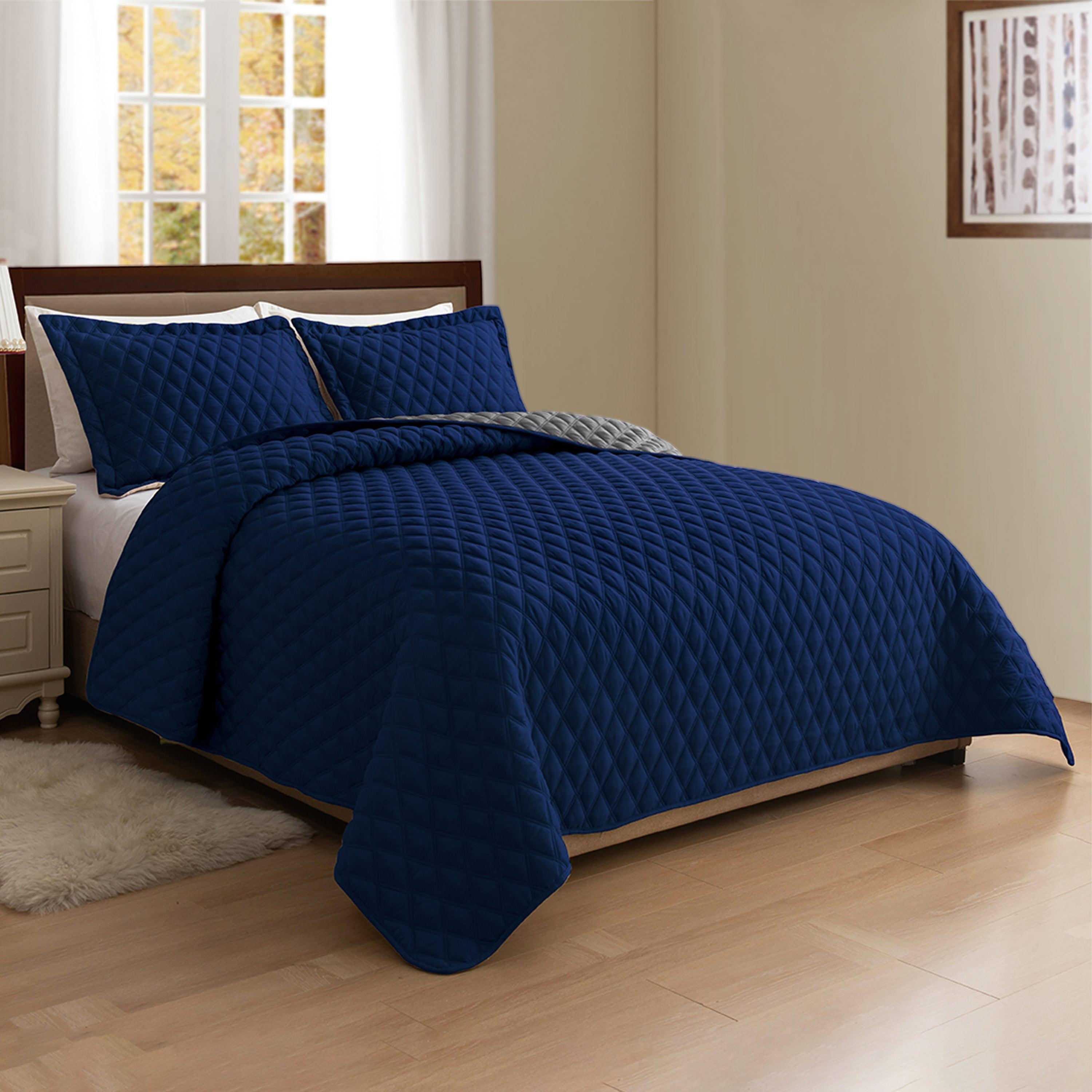 Everlaneas 3-Piece Diamond Quilted Reversible Bedspread Coverlet Set