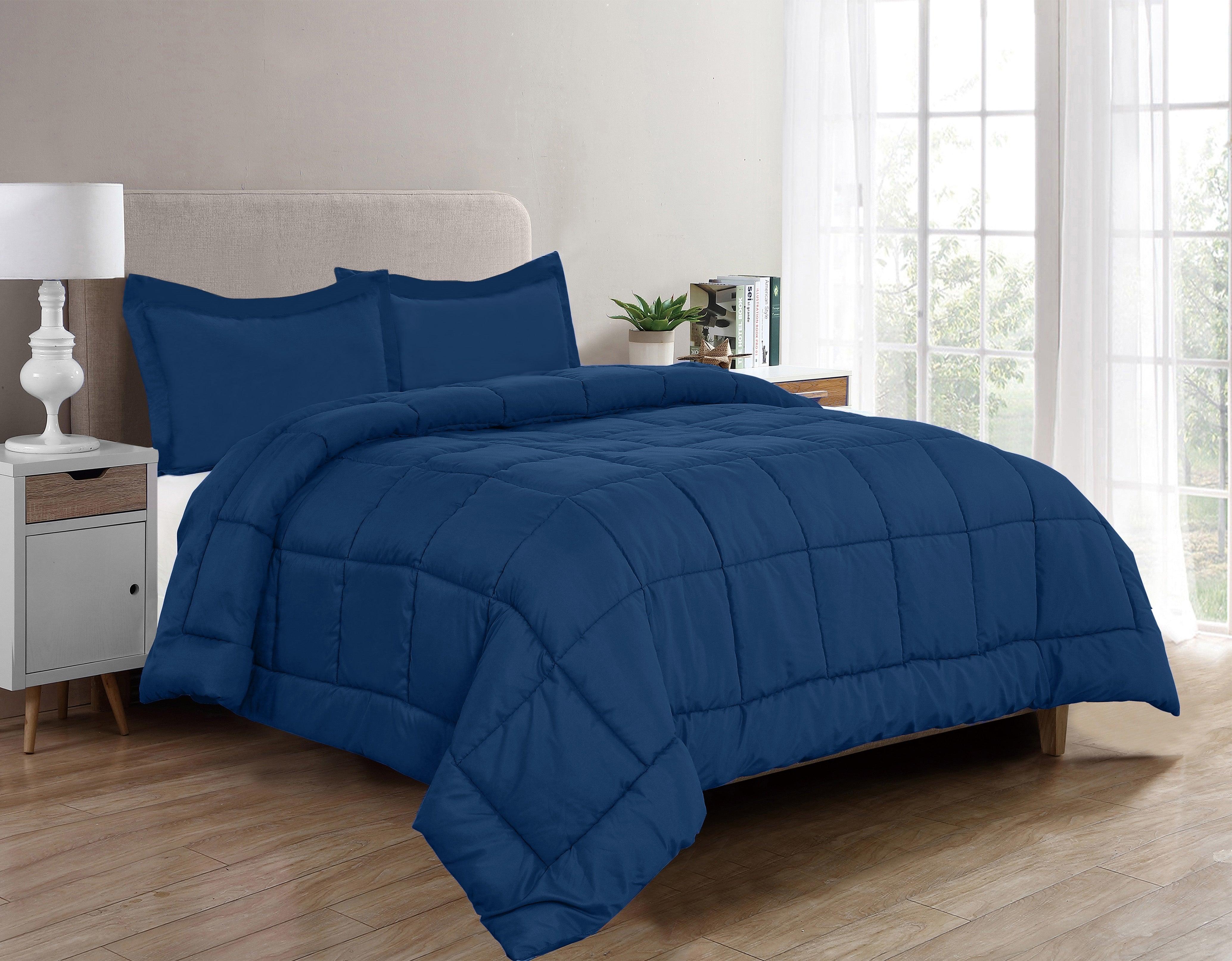 Everlaneas 3-Piece Solid Box Stitched Comforter & Shams - Double-Filled Comforter