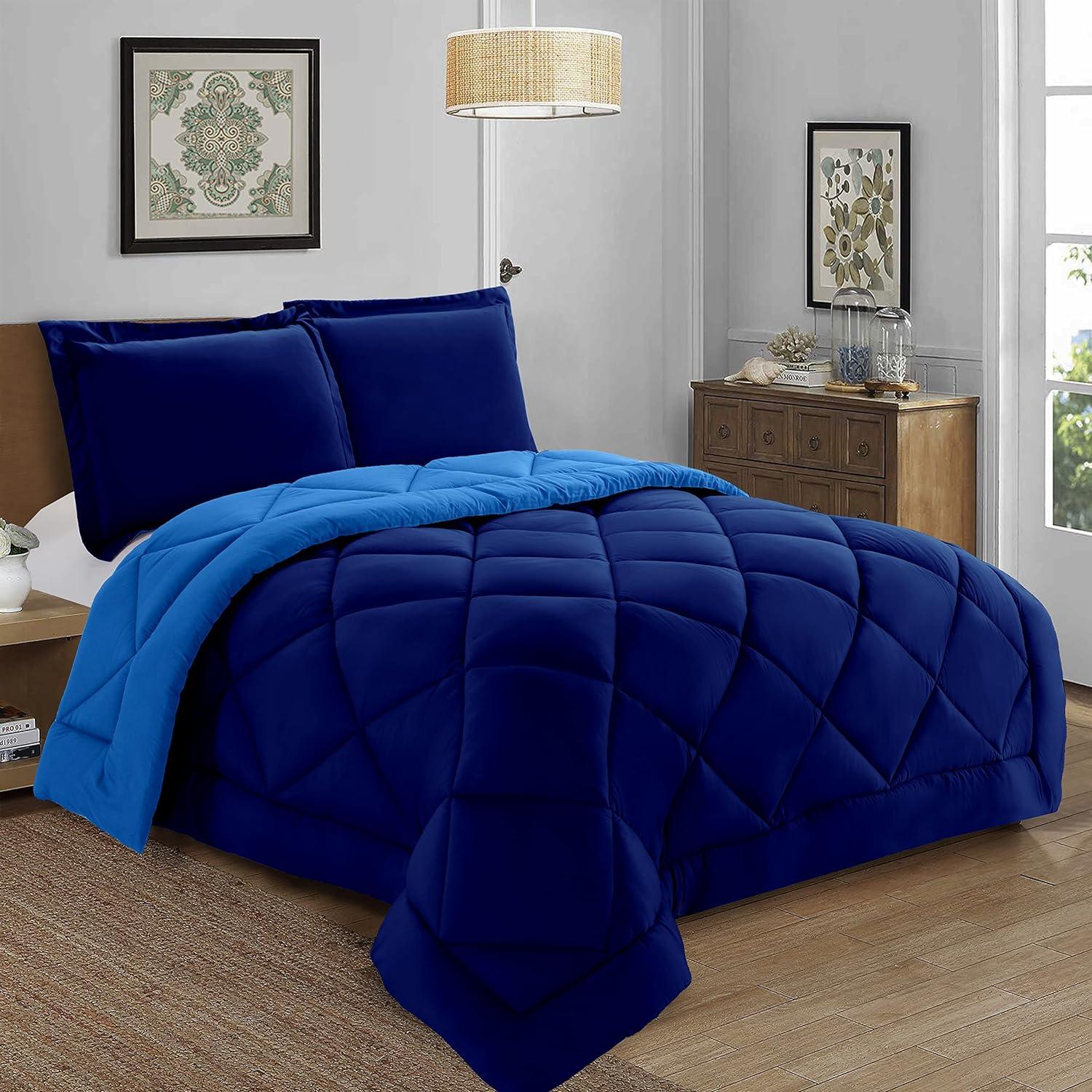 Everlaneas 3-Piece Reversible Diamond Stitched Comforter & Shams