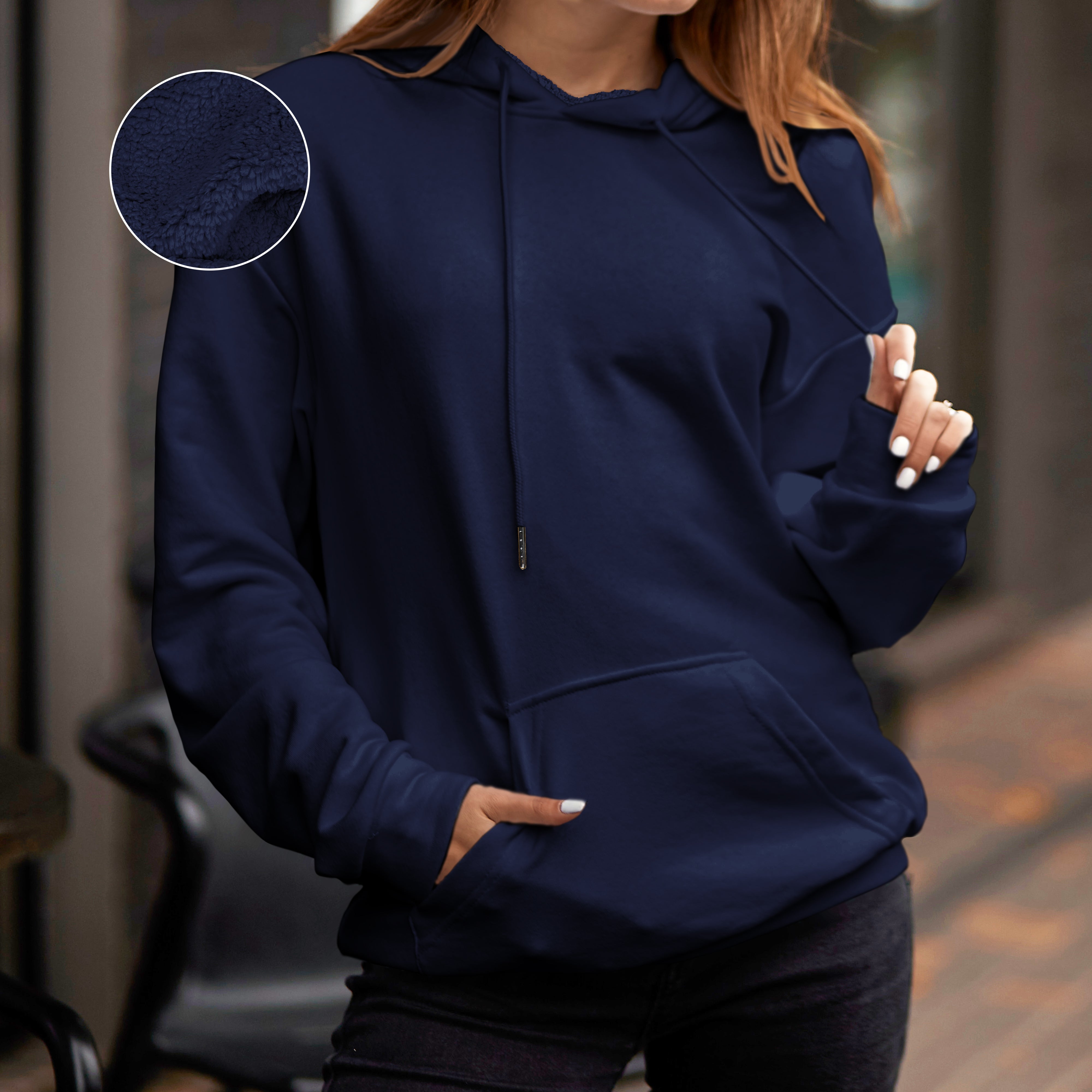 Everlaneas Women Casual Sherpa-Lined Cotton Hoodie