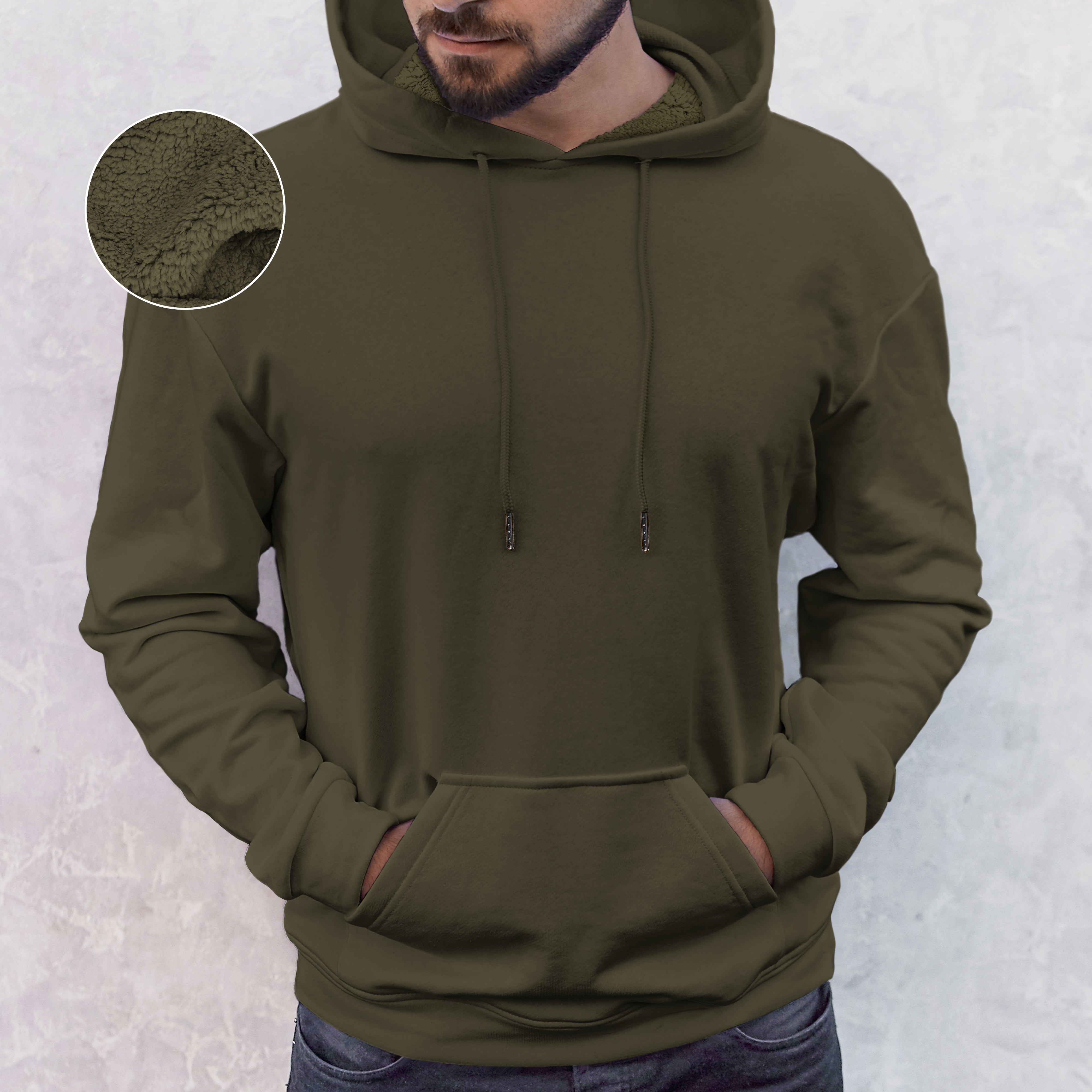 Everlaneas Men Casual Sherpa-Lined Cotton Hoodie