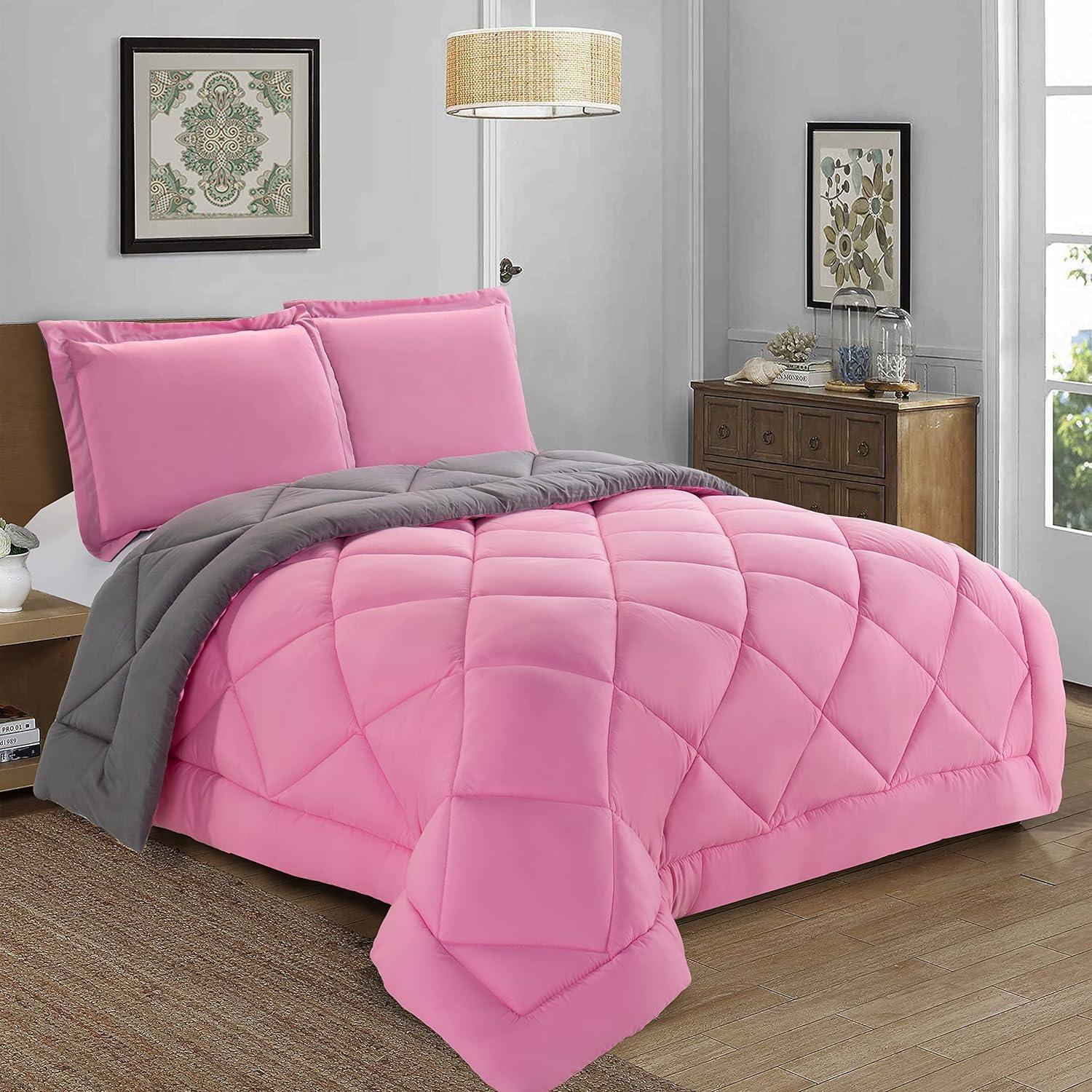 Everlaneas 3-Piece Reversible Diamond Stitched Comforter & Shams