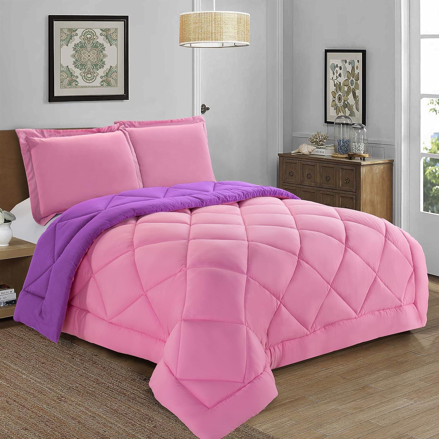 Everlaneas 3-Piece Reversible Diamond Stitched Comforter & Shams
