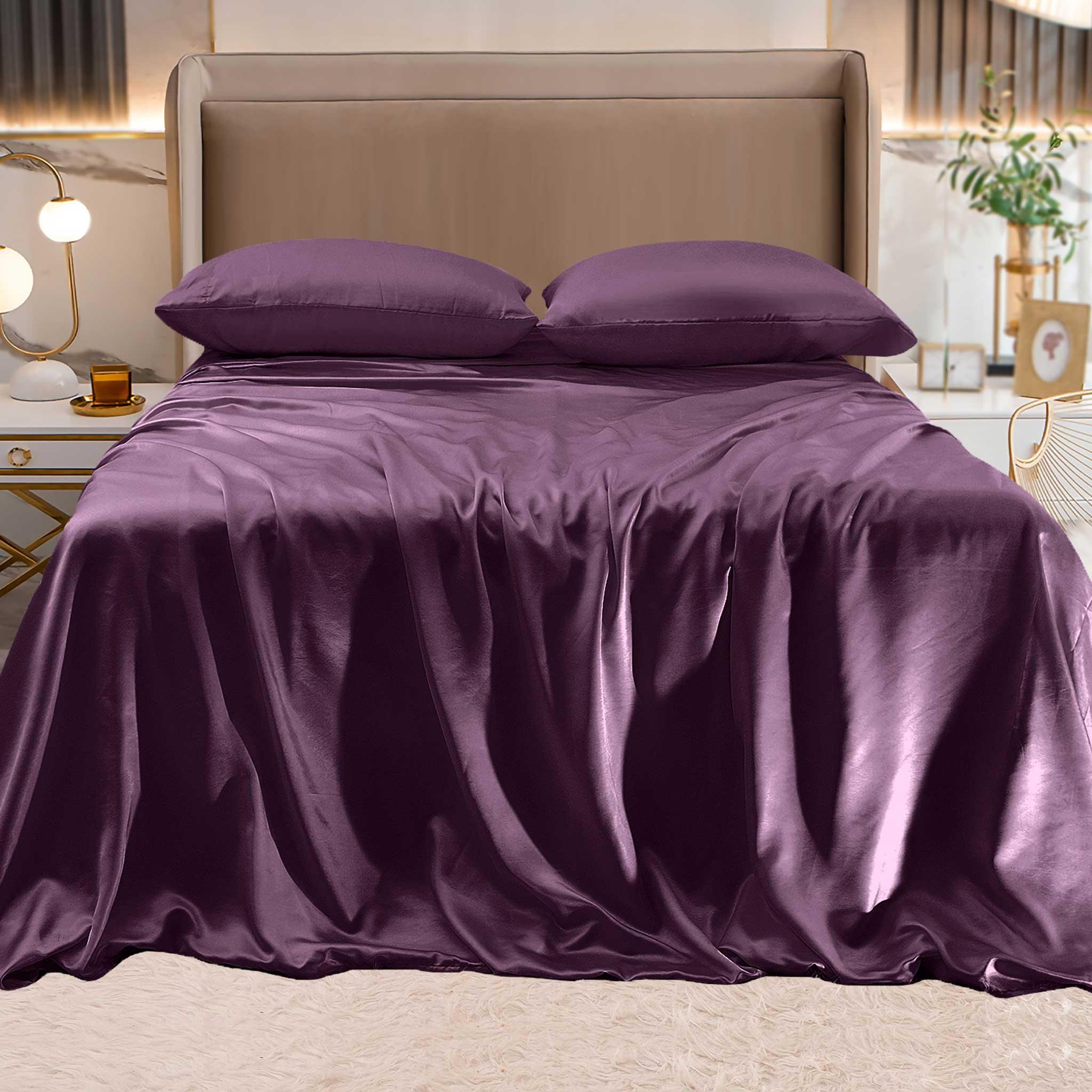 Everlaneas Fine 4-Piece Silky Satin Sheet Set, Moody Shades