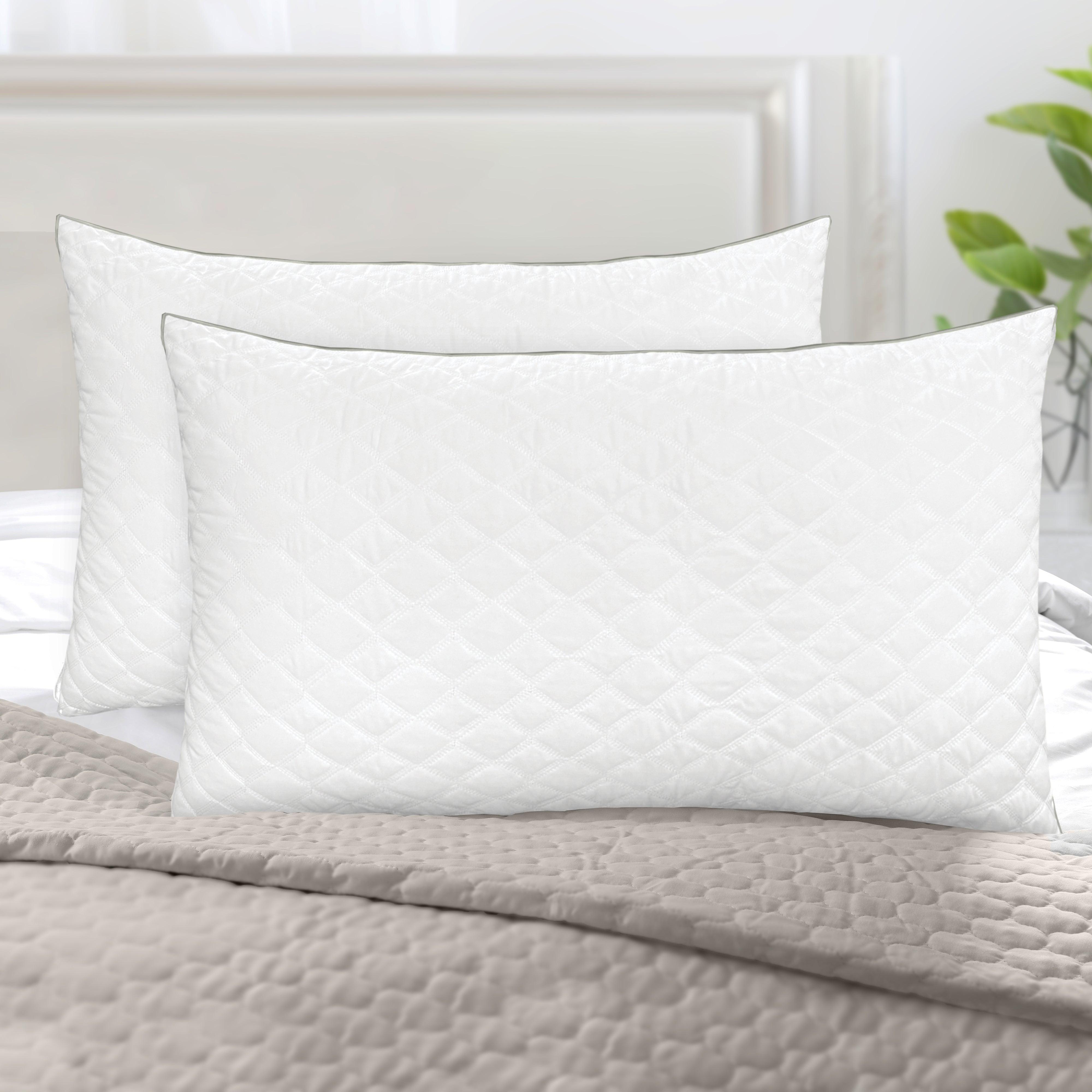 Everlaneas Diamond Stitched Quilted Hotel Pillows, Goose-Down Alternative - Set of 2