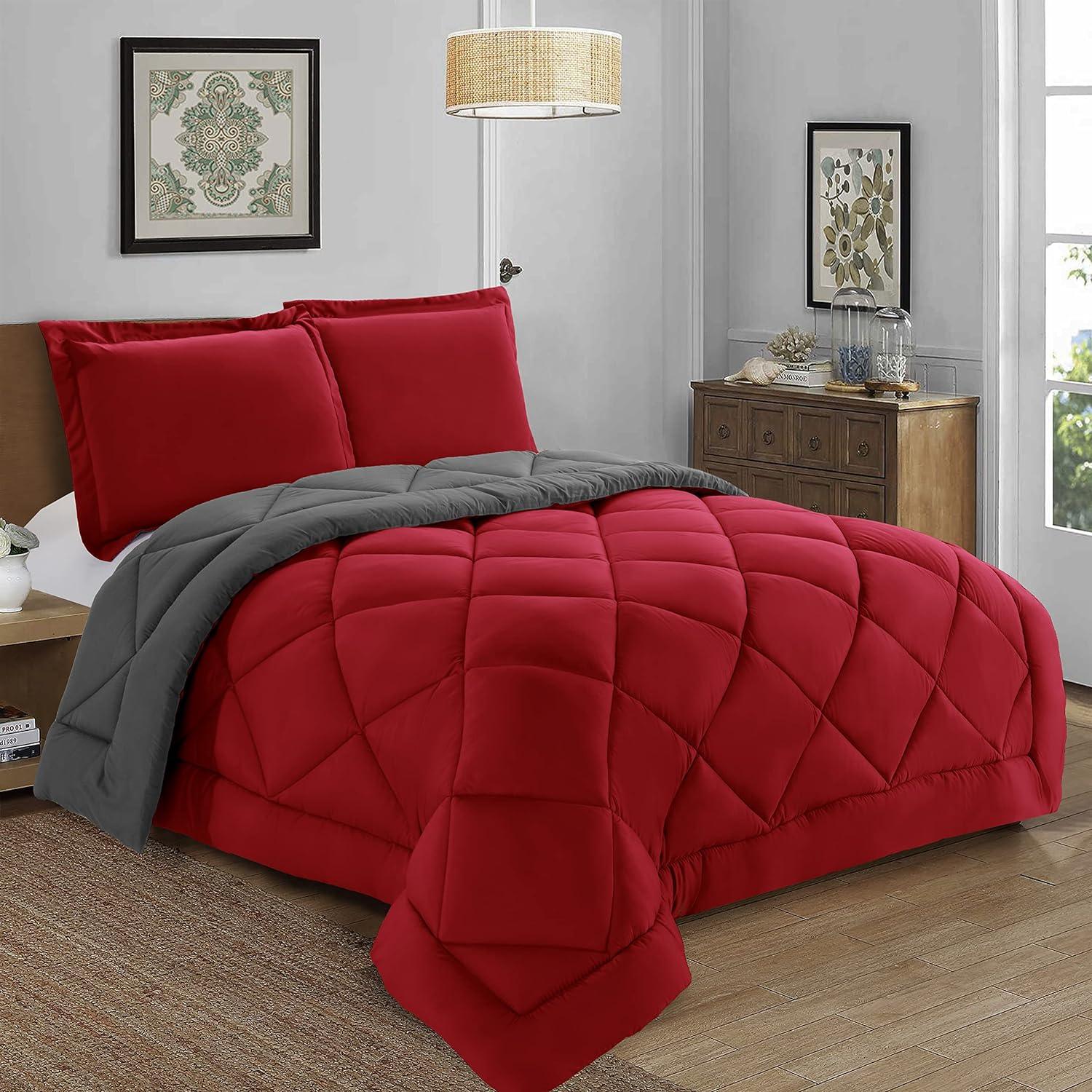Everlaneas 3-Piece Reversible Diamond Stitched Comforter & Shams
