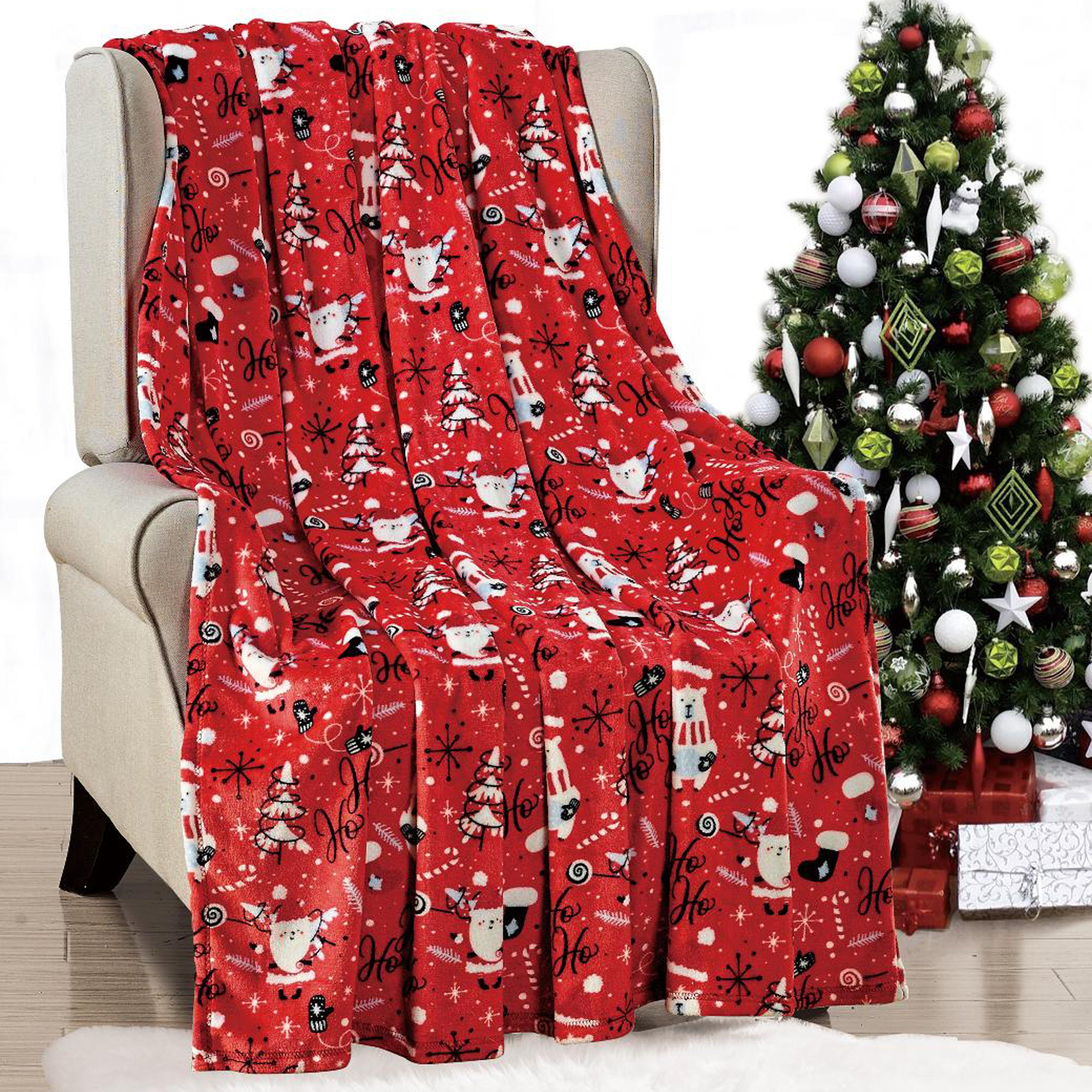 Everlaneas 50" x 60" Holiday Velvet Plush Blanket Throw - 50 x 60 inches