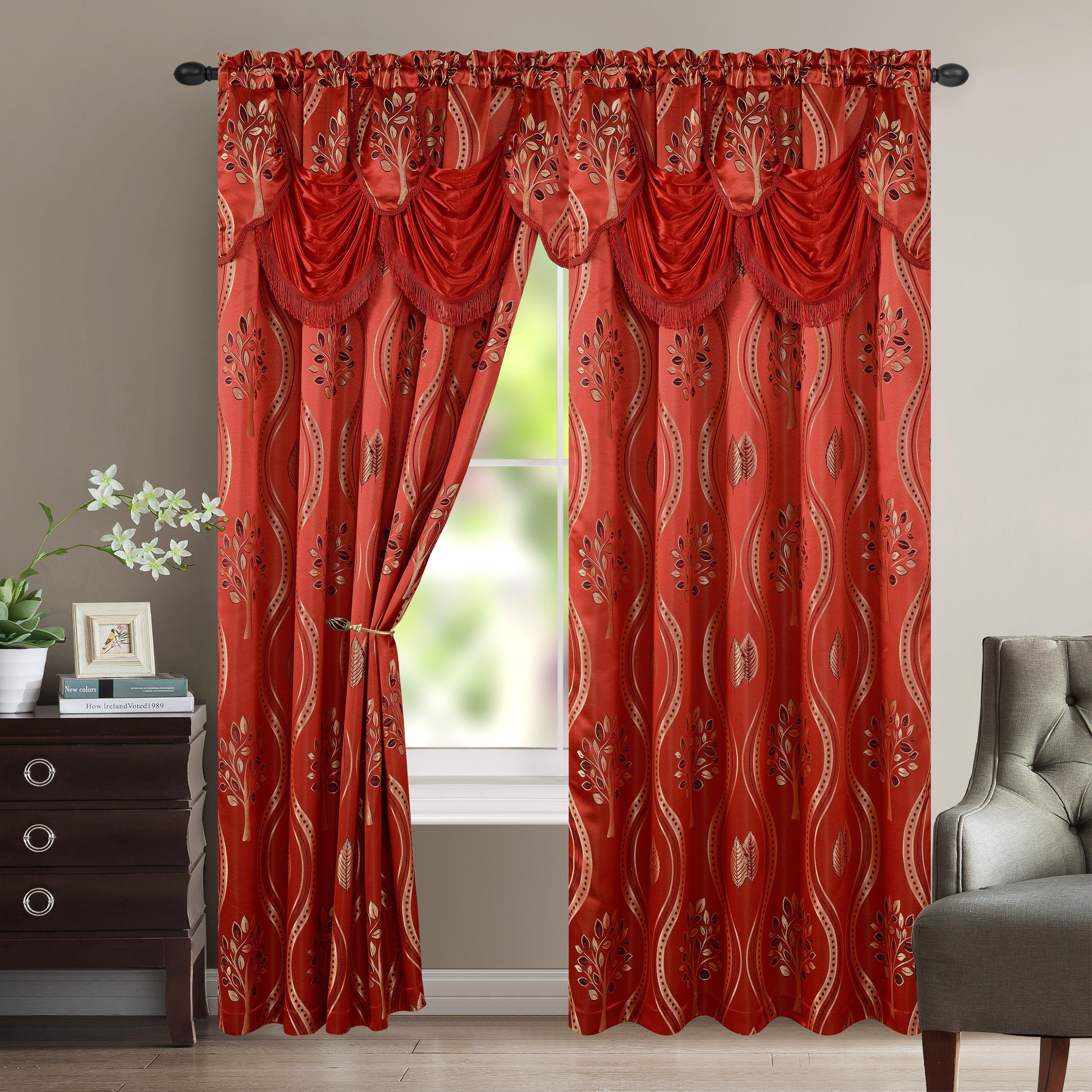 Everlaneas Set of 2 Aurora Curtain Panels- Attached Valance - Rod Pocket- 54" W x 84" L