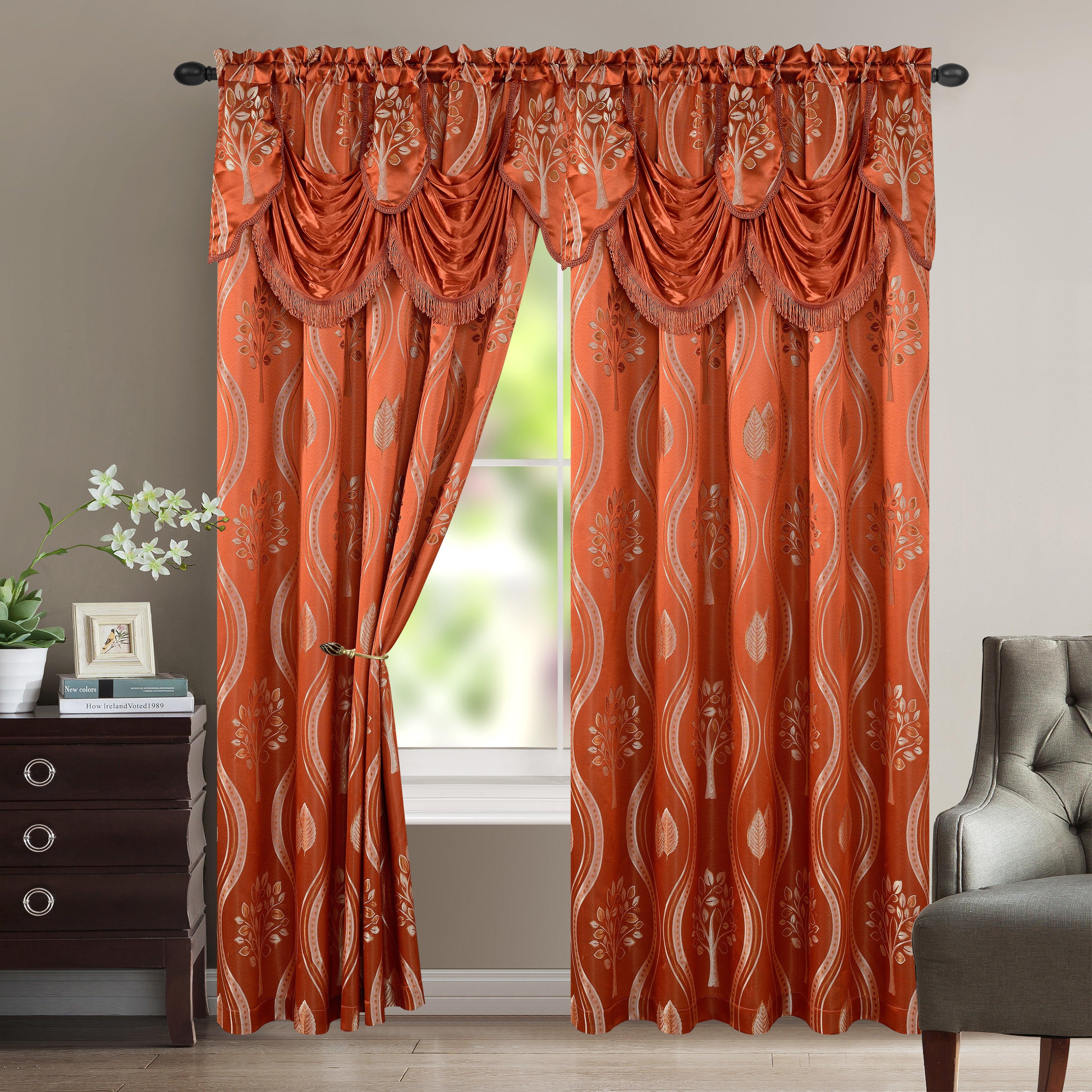 Everlaneas Set of 2 Aurora Curtain Panels- Attached Valance - Rod Pocket- 54" W x 84" L