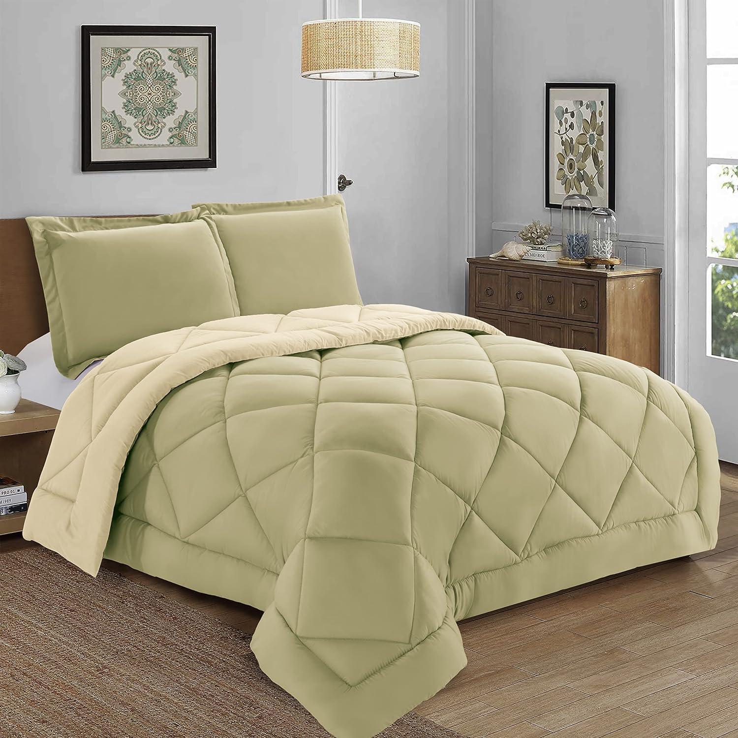 Everlaneas 3-Piece Reversible Diamond Stitched Comforter & Shams
