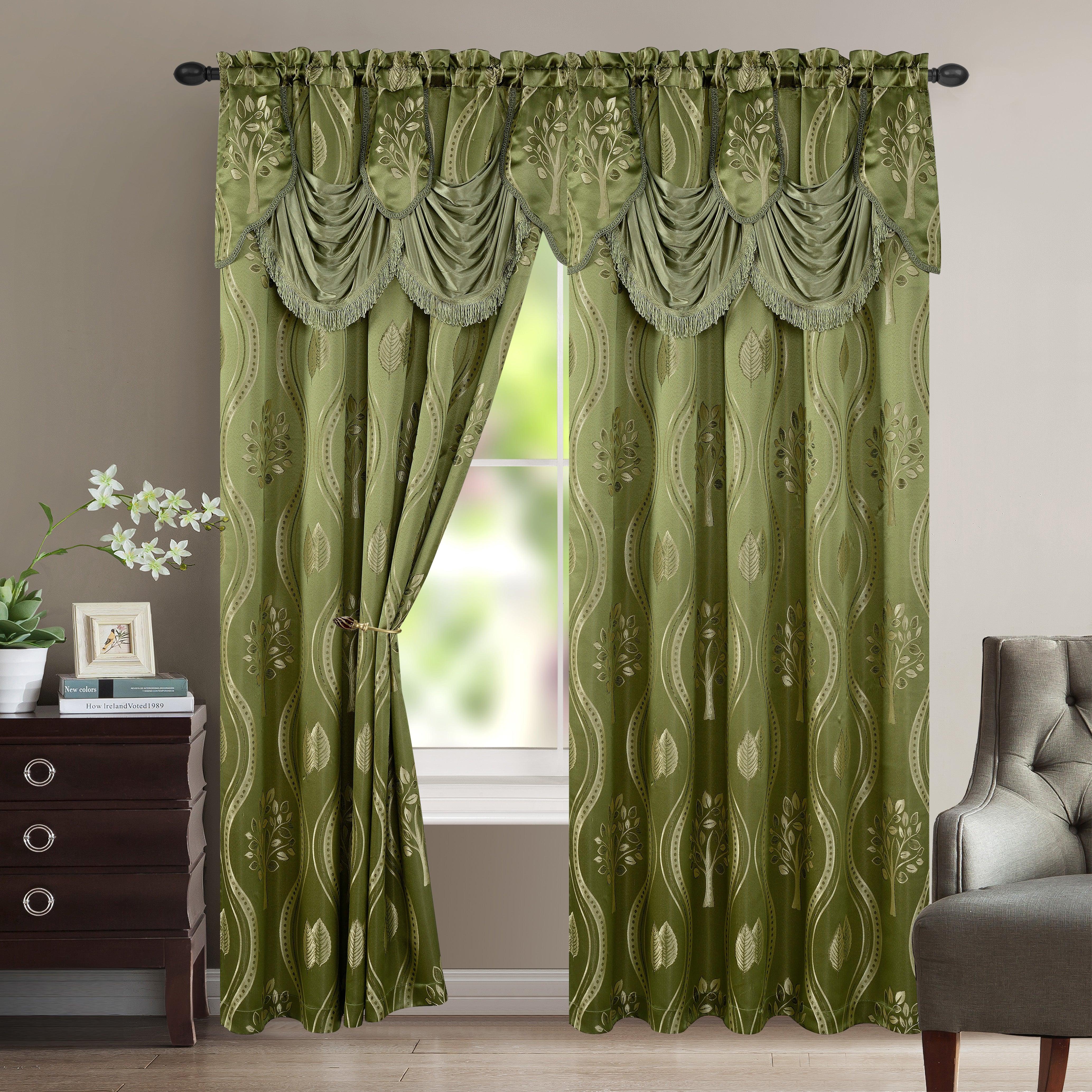 Everlaneas Set of 2 Aurora Curtain Panels- Attached Valance - Rod Pocket- 54" W x 84" L
