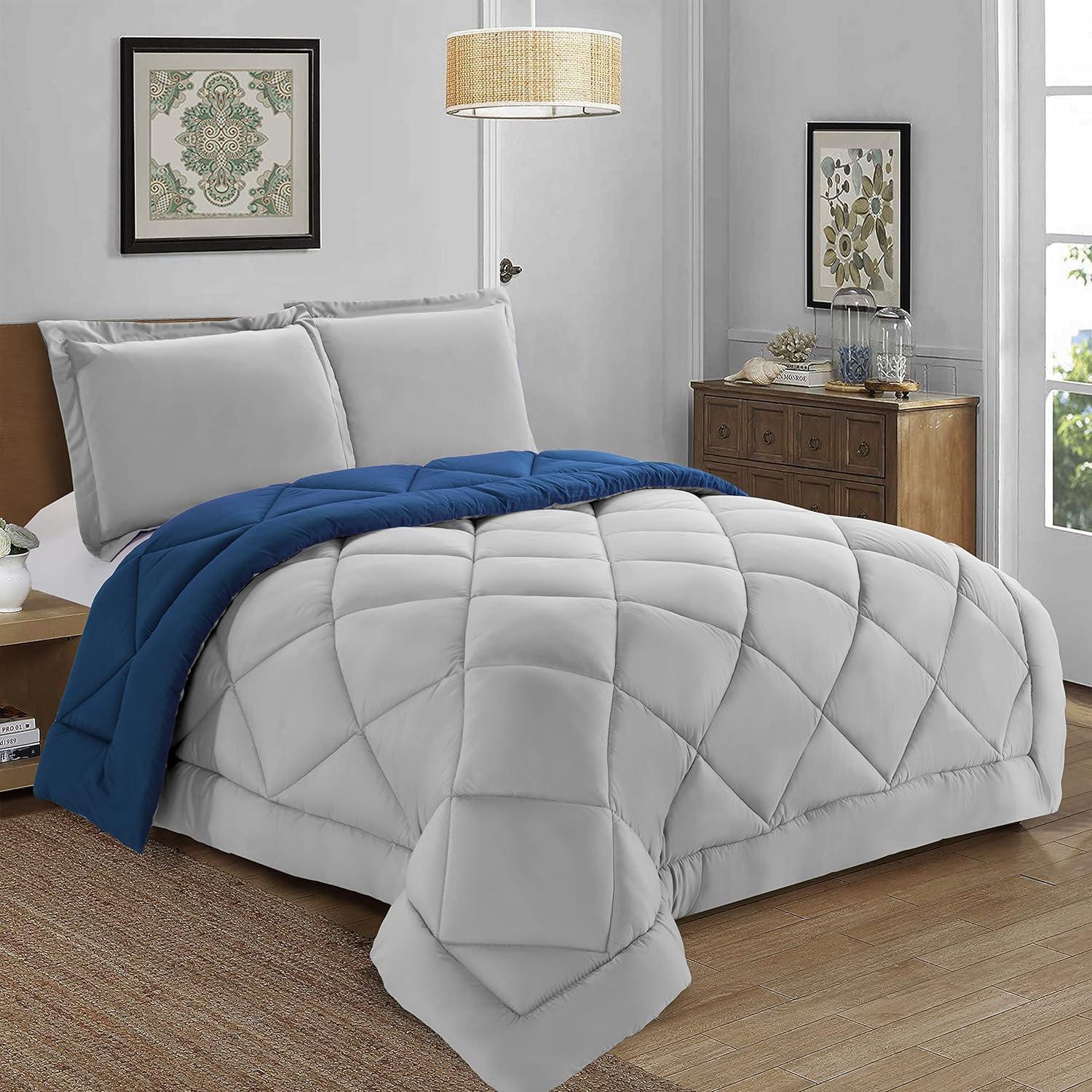Everlaneas 3-Piece Reversible Diamond Stitched Comforter & Shams