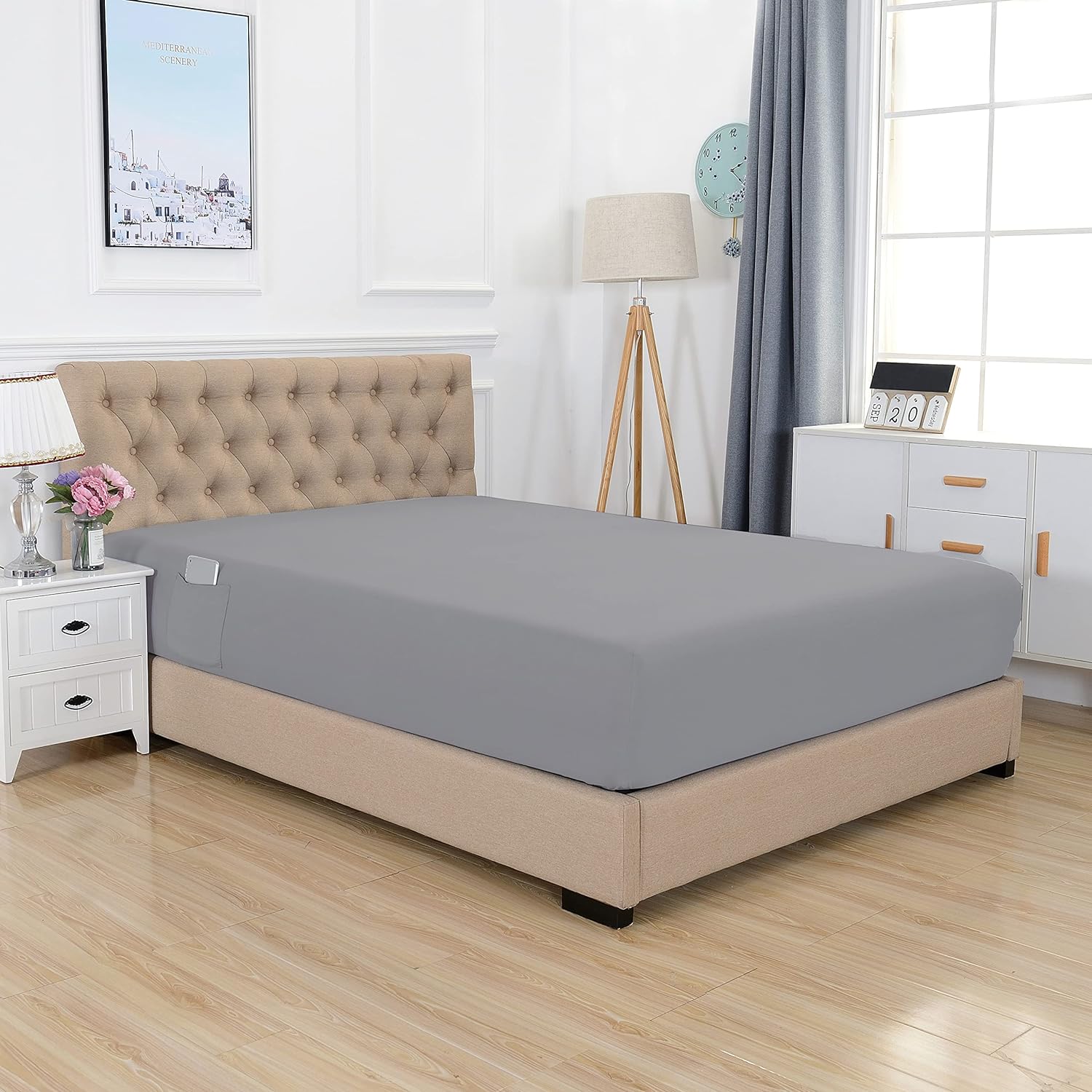 Everlaneas Extra Deep 18"-21" Single Fitted Sheet for High Mattress - All Around Elastic with Straps