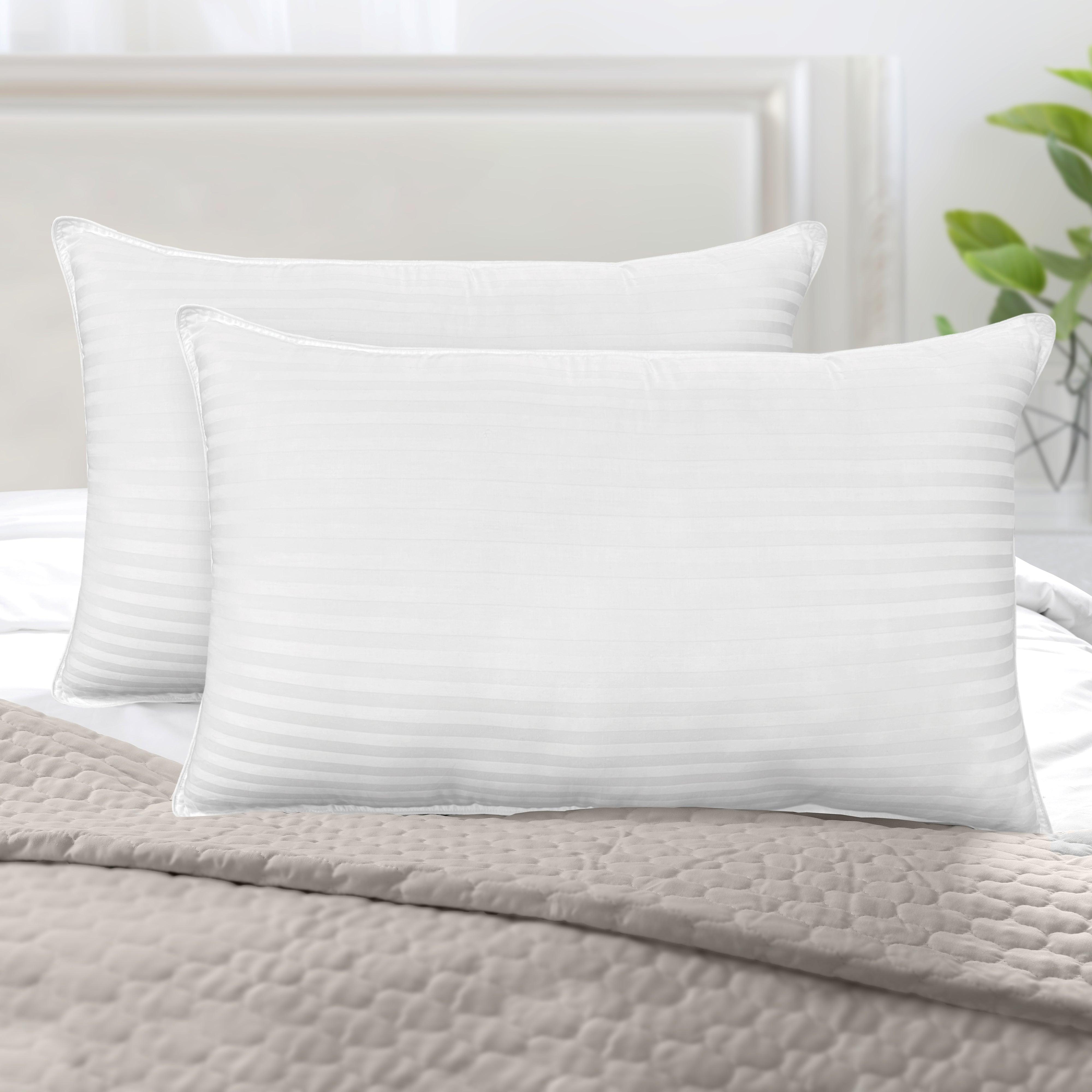 Everlaneas Retreat Stripe Cotton Shell Hotel Pillows, Gel-Infused Filling - Set of 2