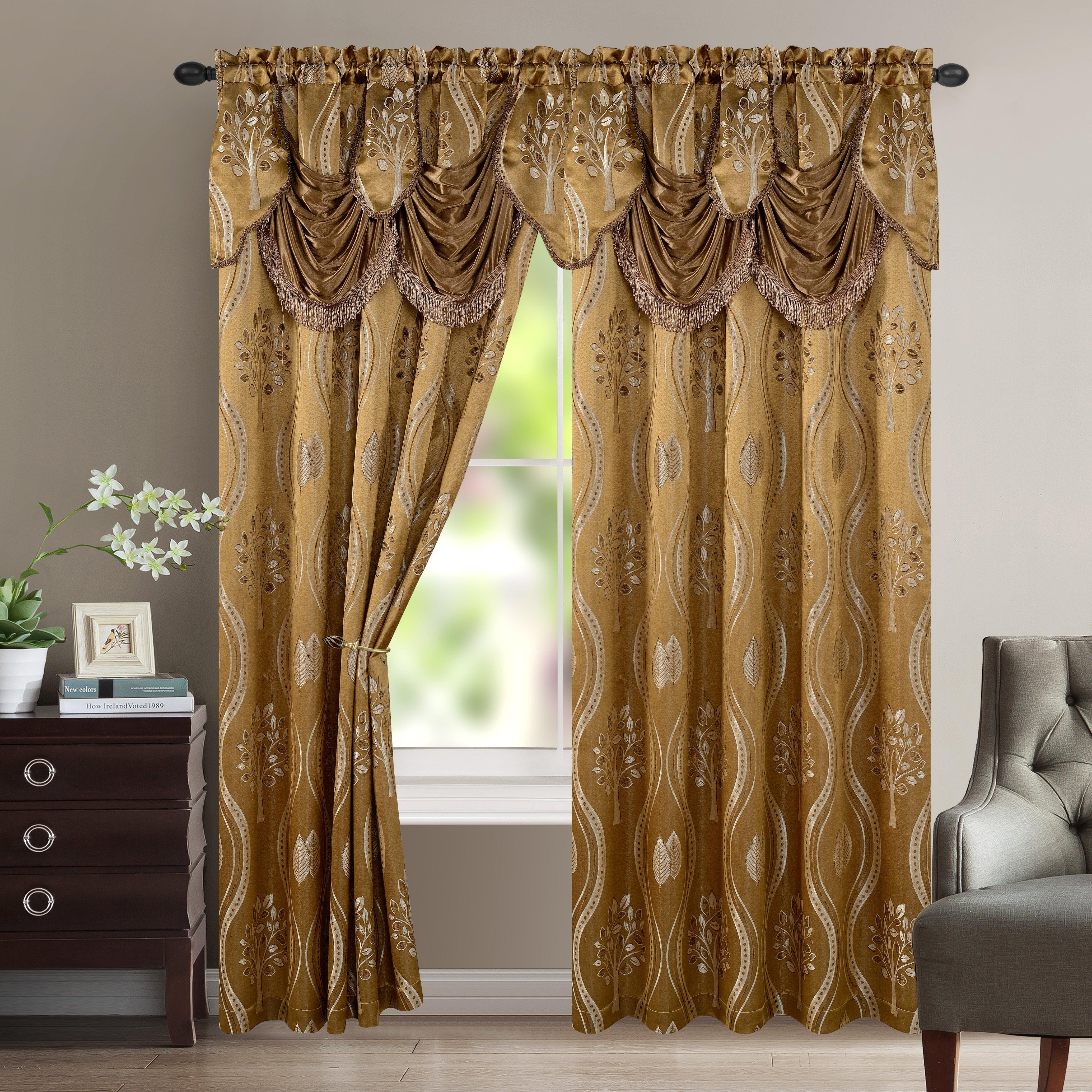 Everlaneas Set of 2 Aurora Curtain Panels- Attached Valance - Rod Pocket- 54" W x 84" L