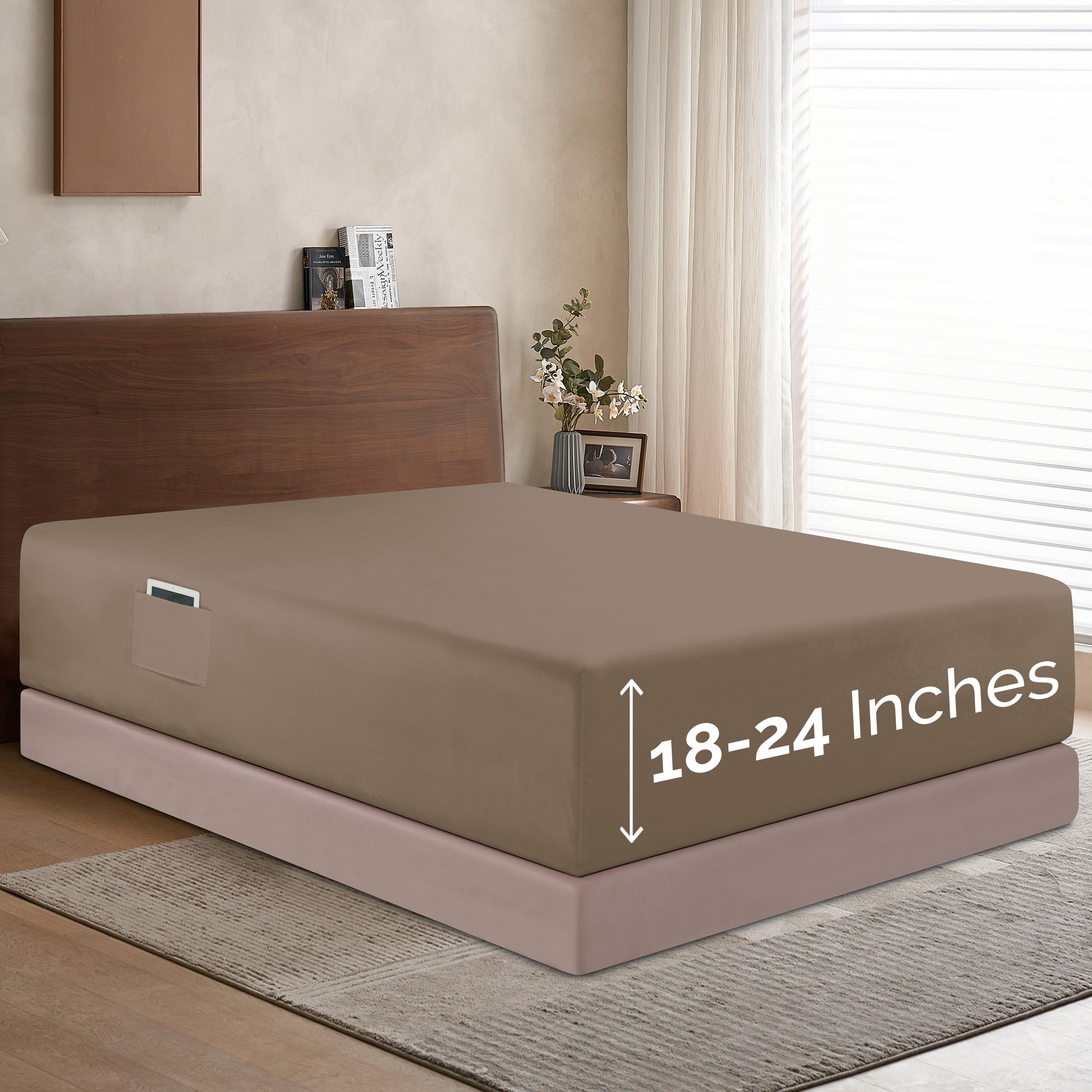 Everlaneas Extra Deep Pocket 18"-24" Single Fitted Sheet for High Mattress, Moody Shades