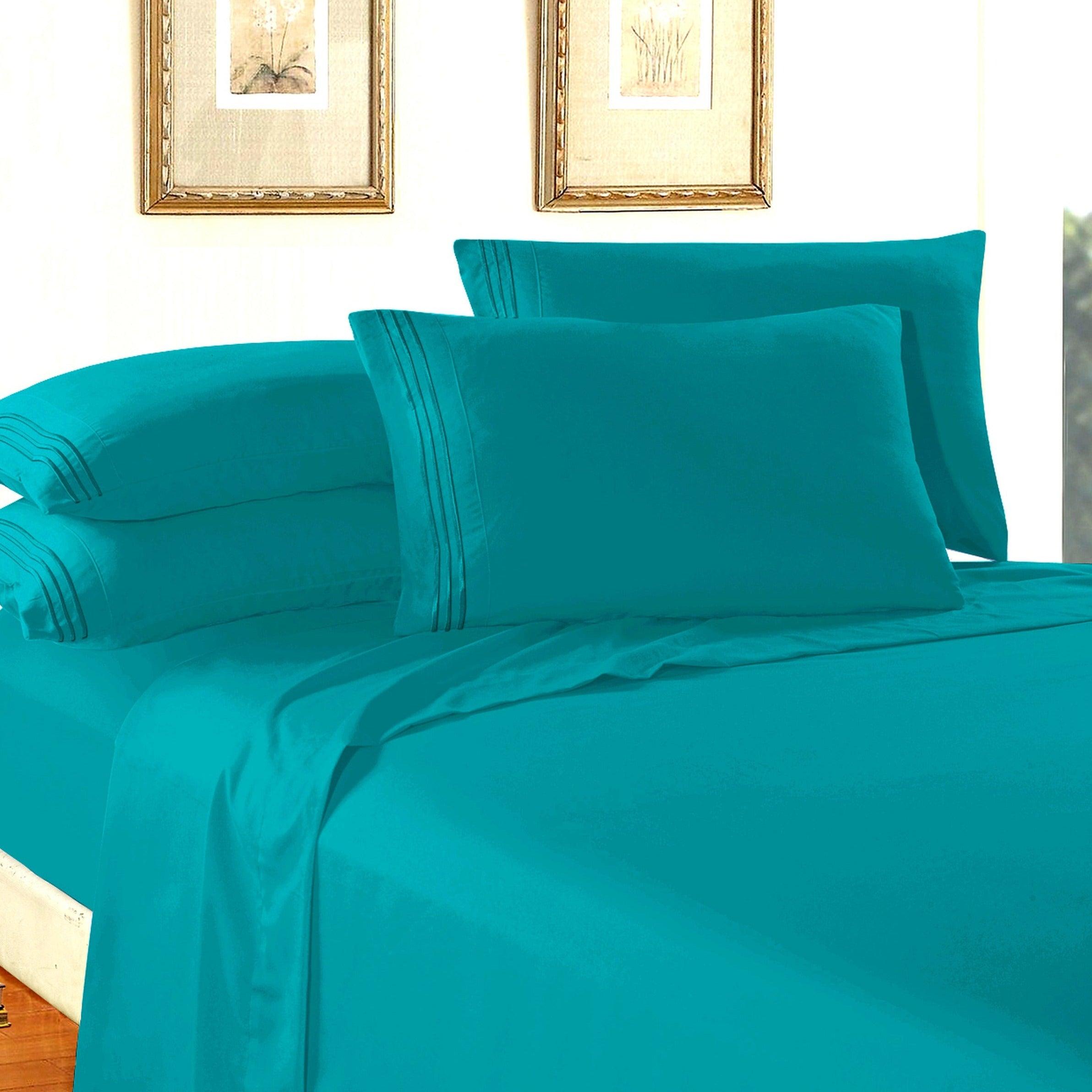 Everlaneas Essential 6-Piece 3-Line Embroidery Sheet Set, Soft as a Hotel Premium Quality,  Moody Shades