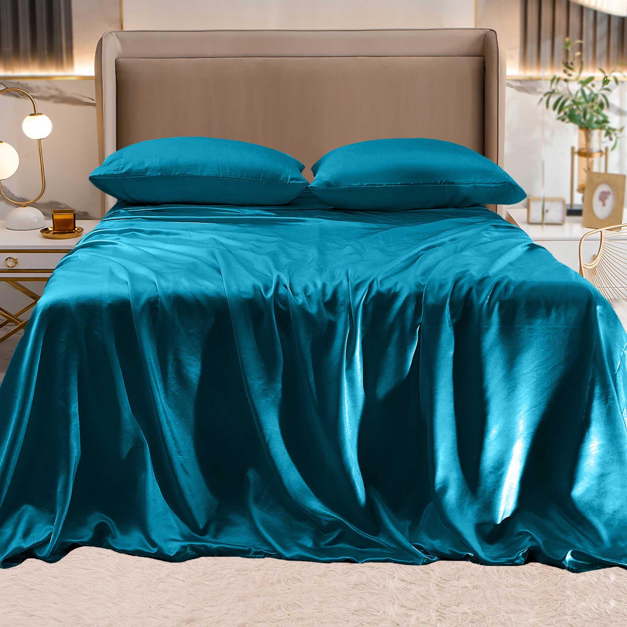 Everlaneas Fine 4-Piece Silky Satin Sheet Set, Moody Shades