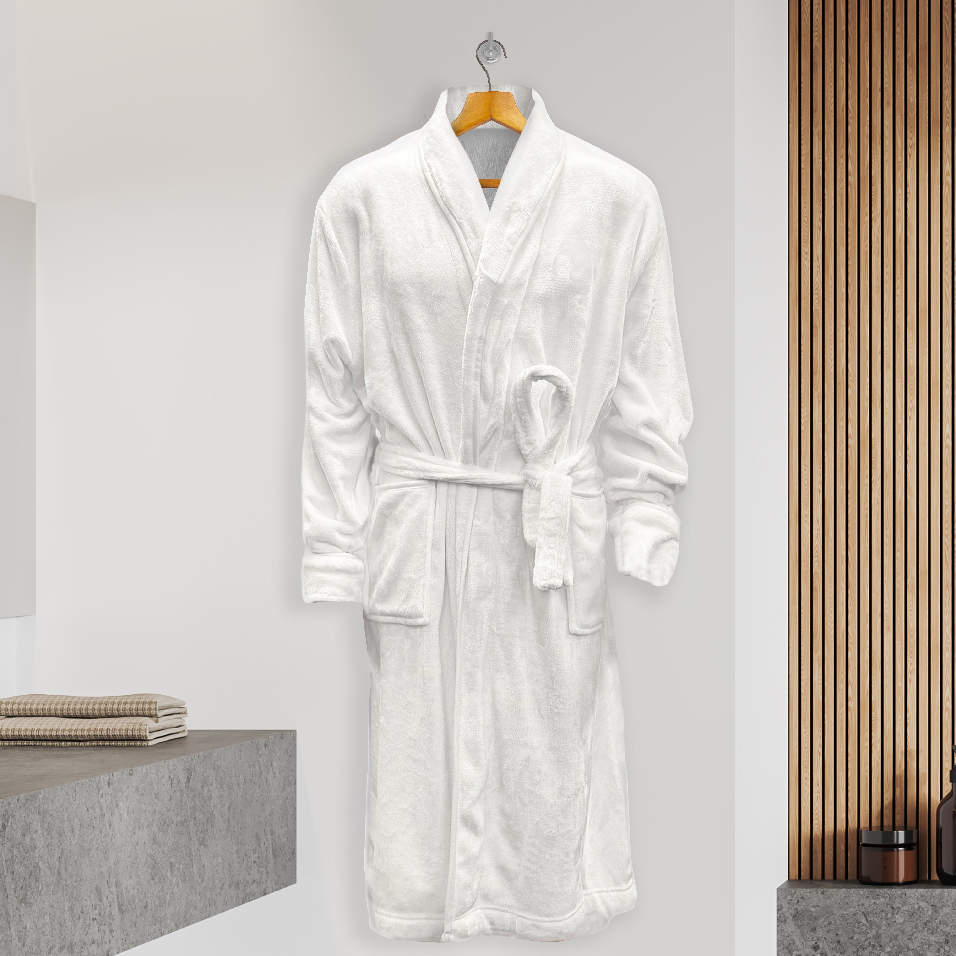 Everlaneas Men Shawl Collar Velvet Fleece Long Bathrobe