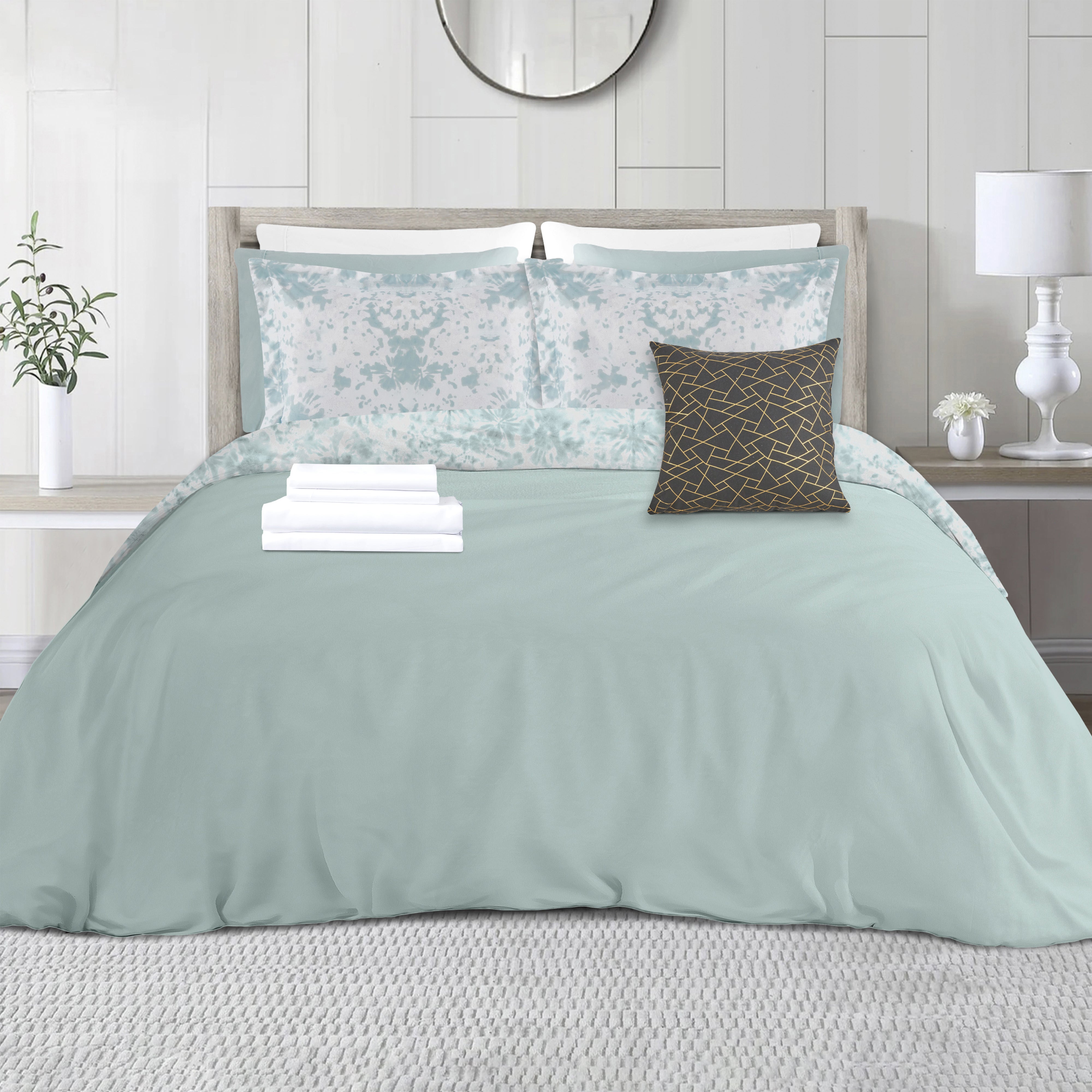 Everlaneas 10-Piece Tie-Dye Comforter Set, Includes 6-Piece Sheet Set with Double Sided Storage Pockets