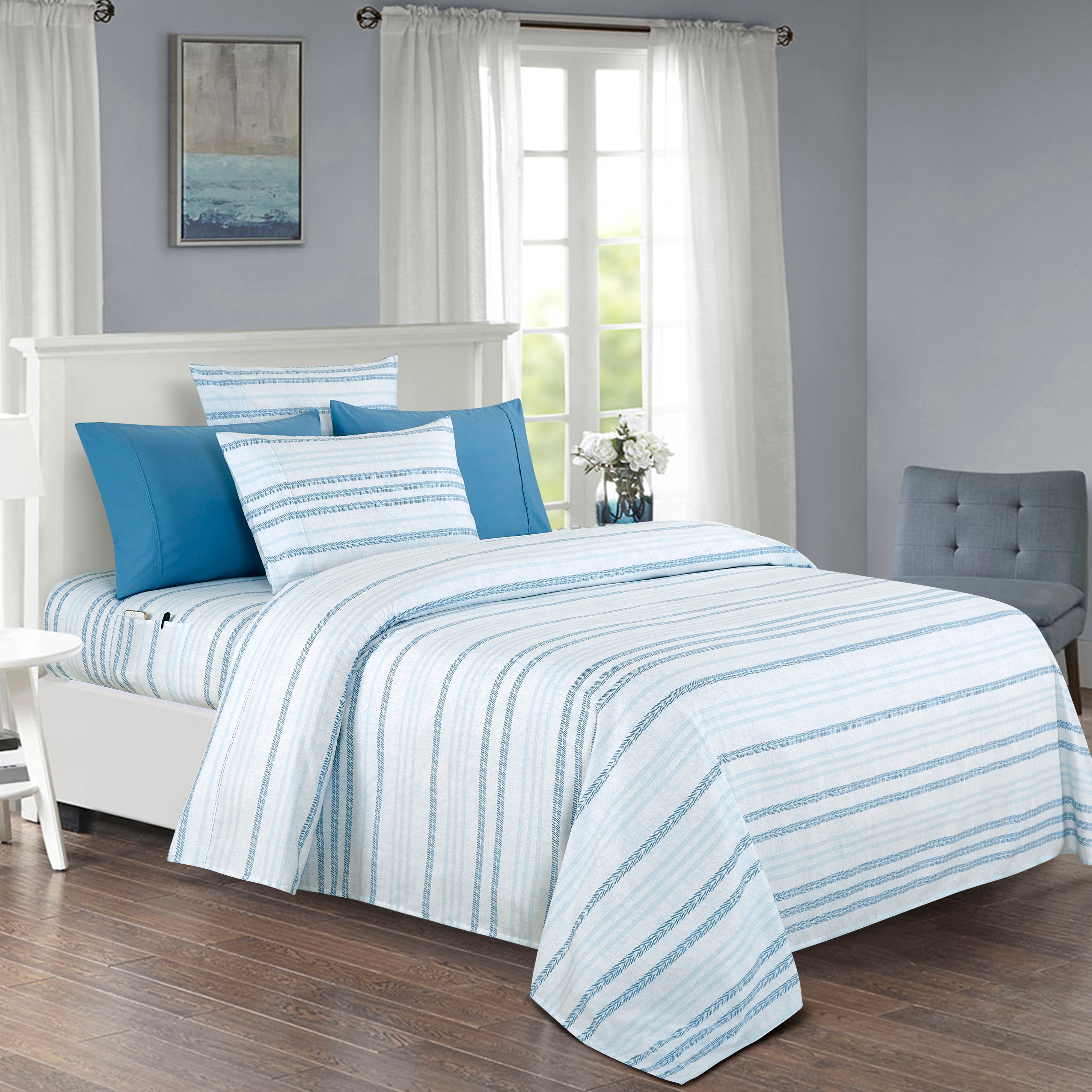 Everlaneas 6-Piece Floral and Stripe Pattern Sheet Set - Soft as a Hotel Premium Quality Bedding