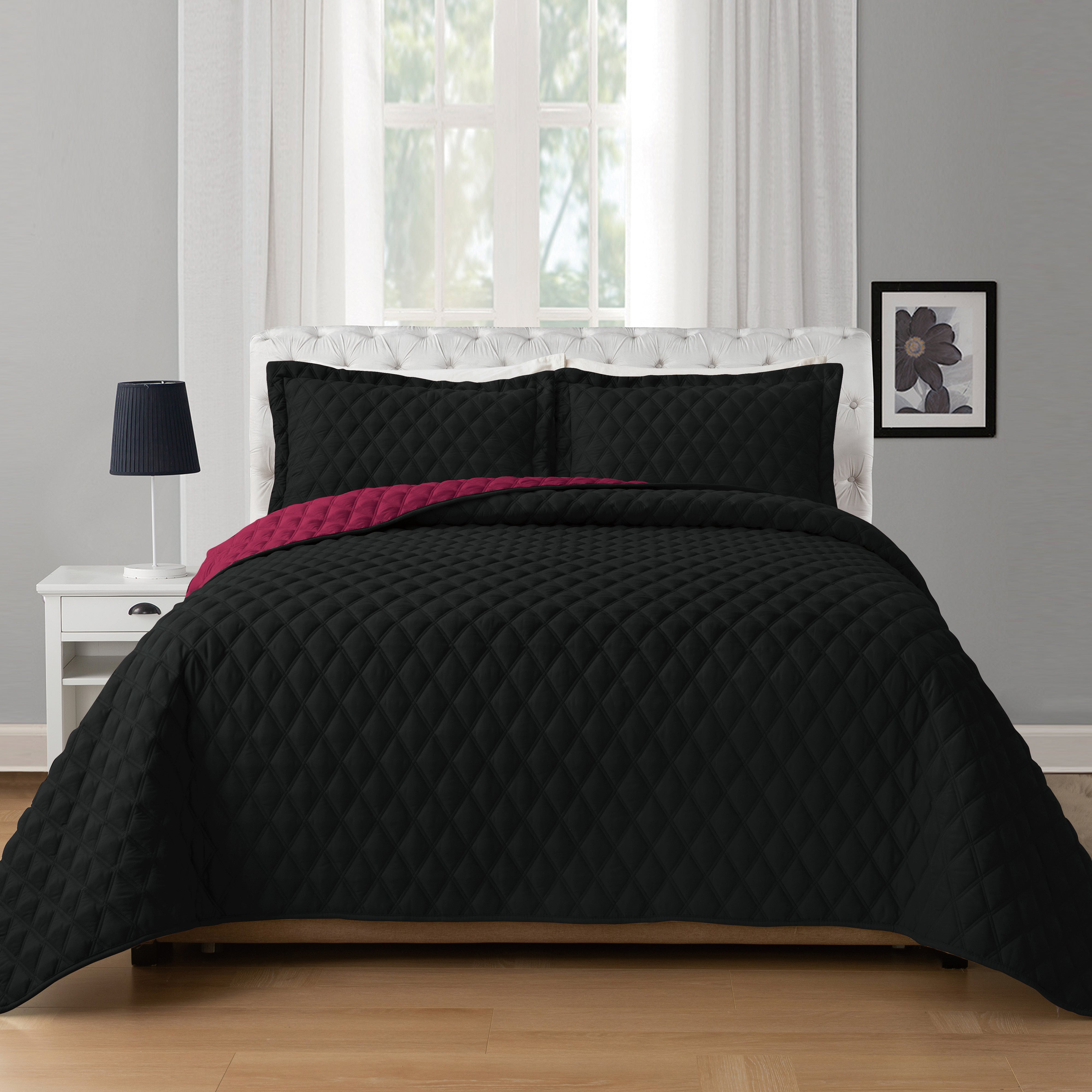 Everlaneas 3-Piece Diamond Quilted Reversible Bedspread Coverlet Set