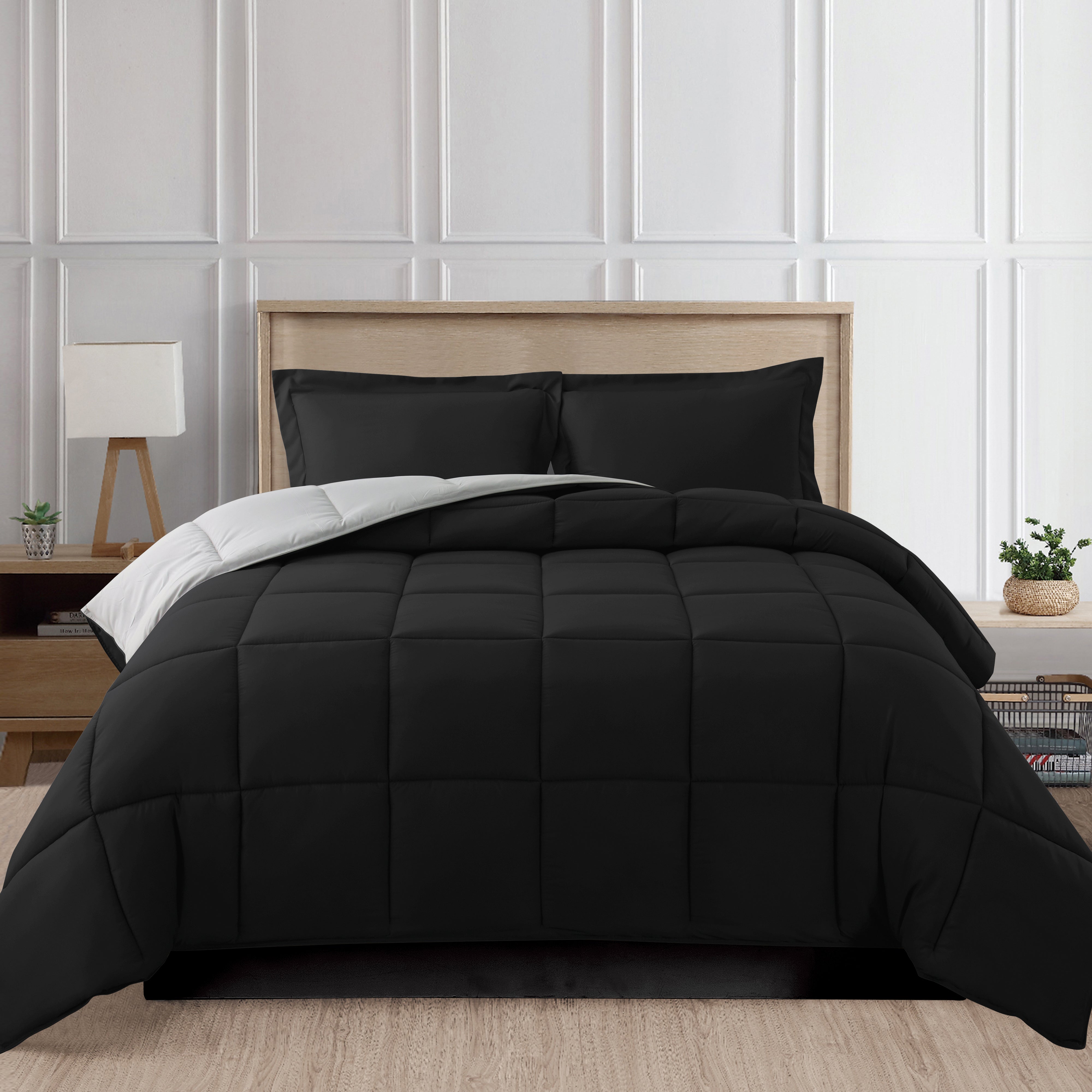 Everlaneas Reversible 3-Piece Box Stitched Comforter & Shams - Duvet Insert with 4 Corner Tabs