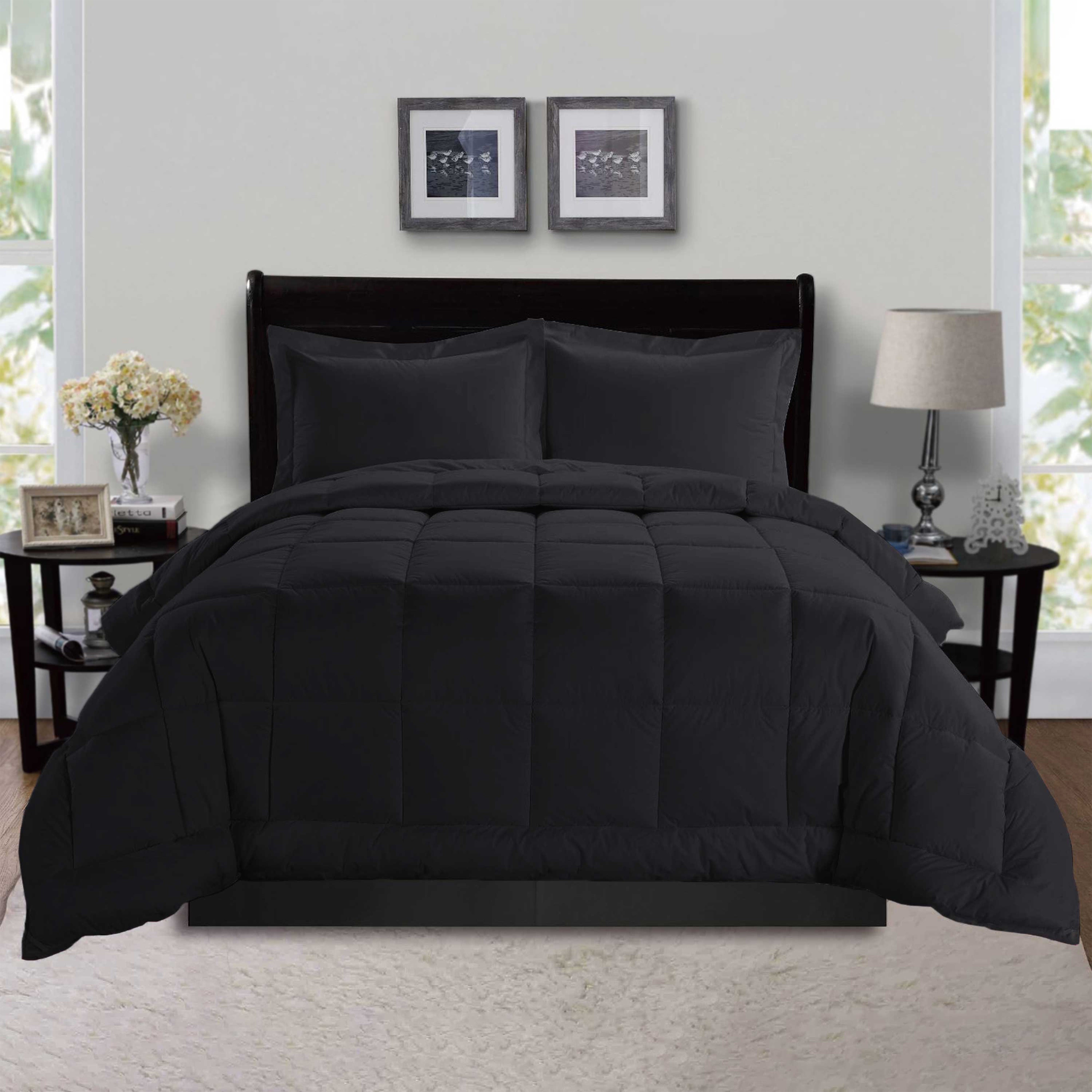 Everlaneas 3-Piece Solid Box Stitched Comforter & Shams - Double-Filled Comforter