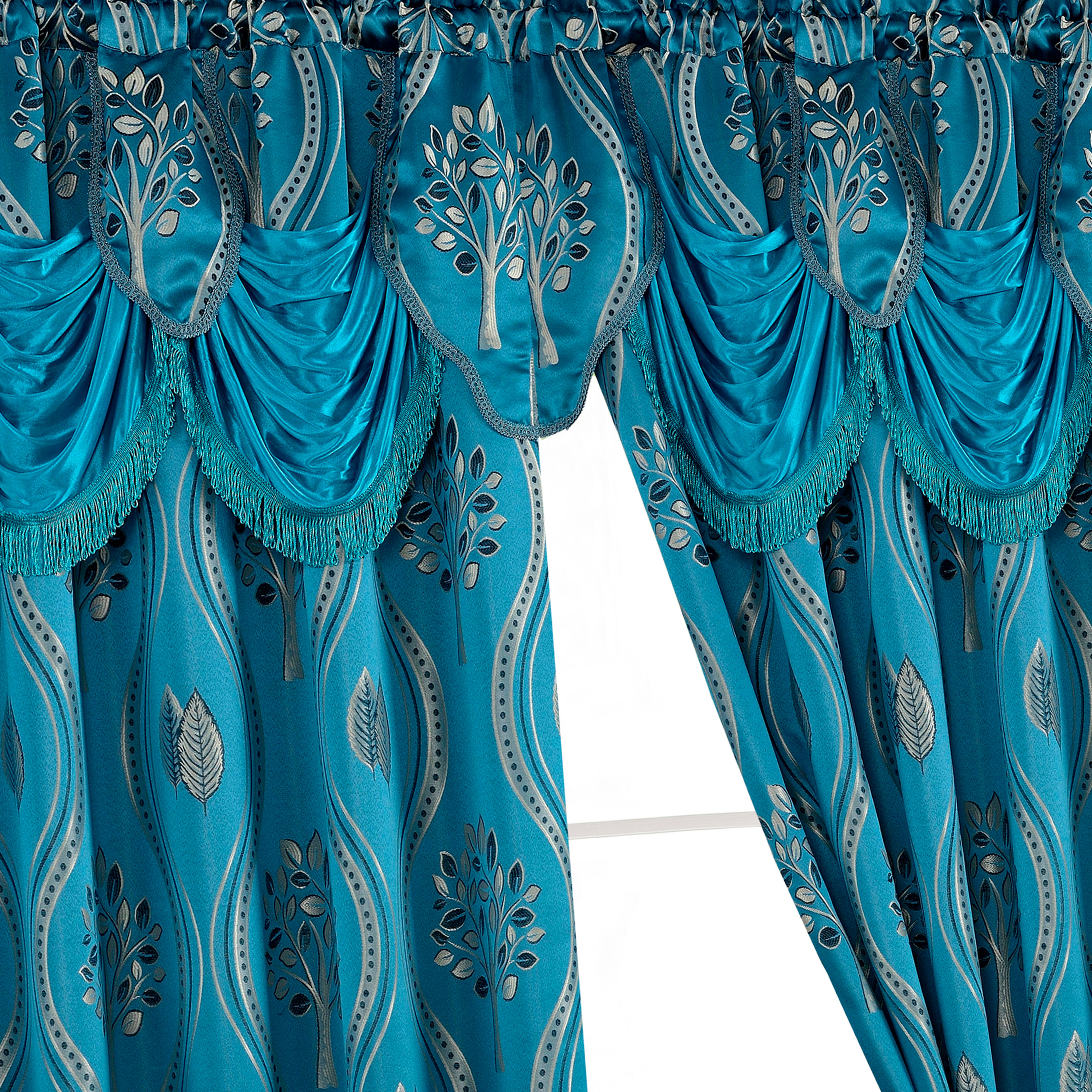 Everlaneas Set of 2 Aurora Curtain Panels- Attached Valance - Rod Pocket- 54" W x 84" L