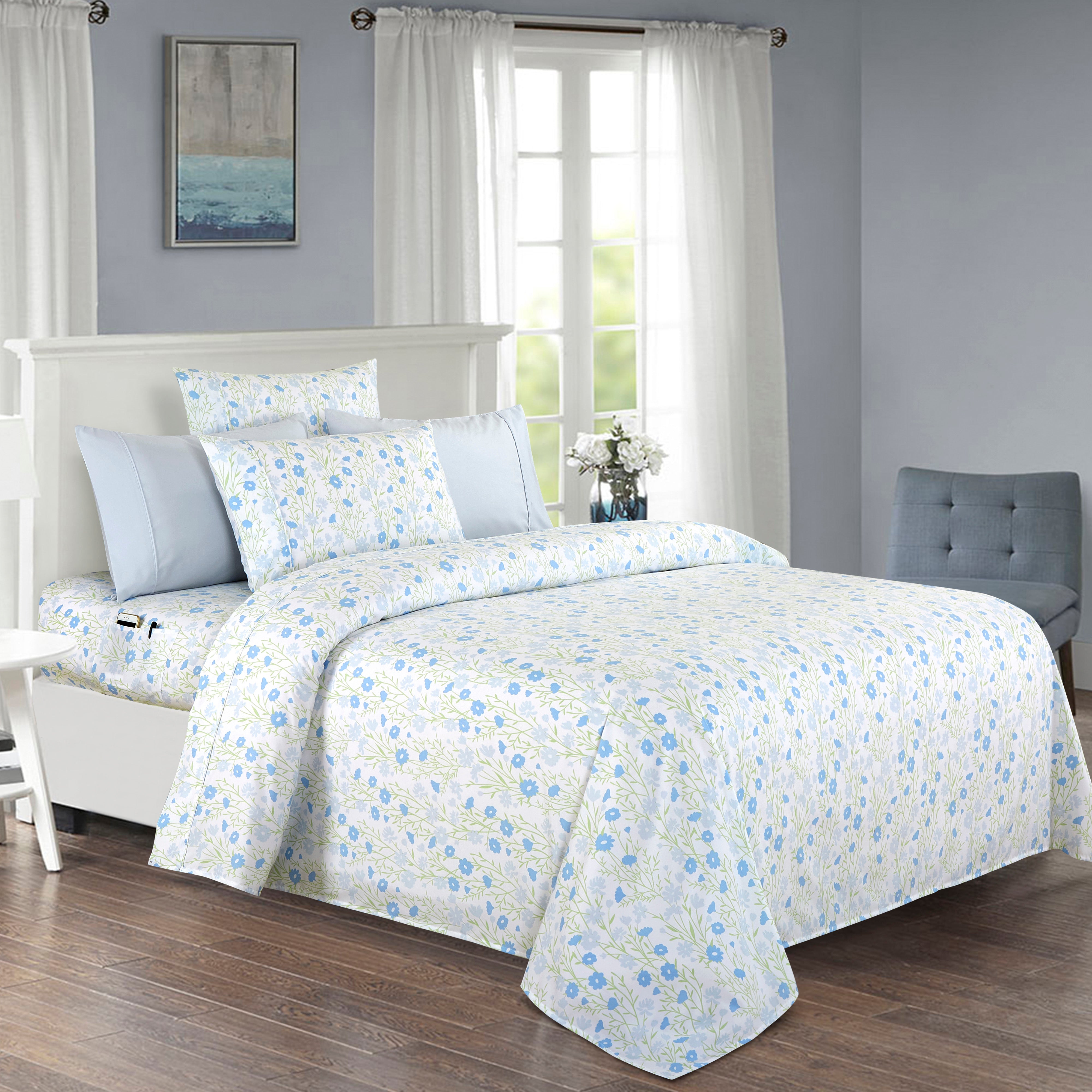 Everlaneas 6-Piece Floral and Stripe Pattern Sheet Set - Soft as a Hotel Premium Quality Bedding