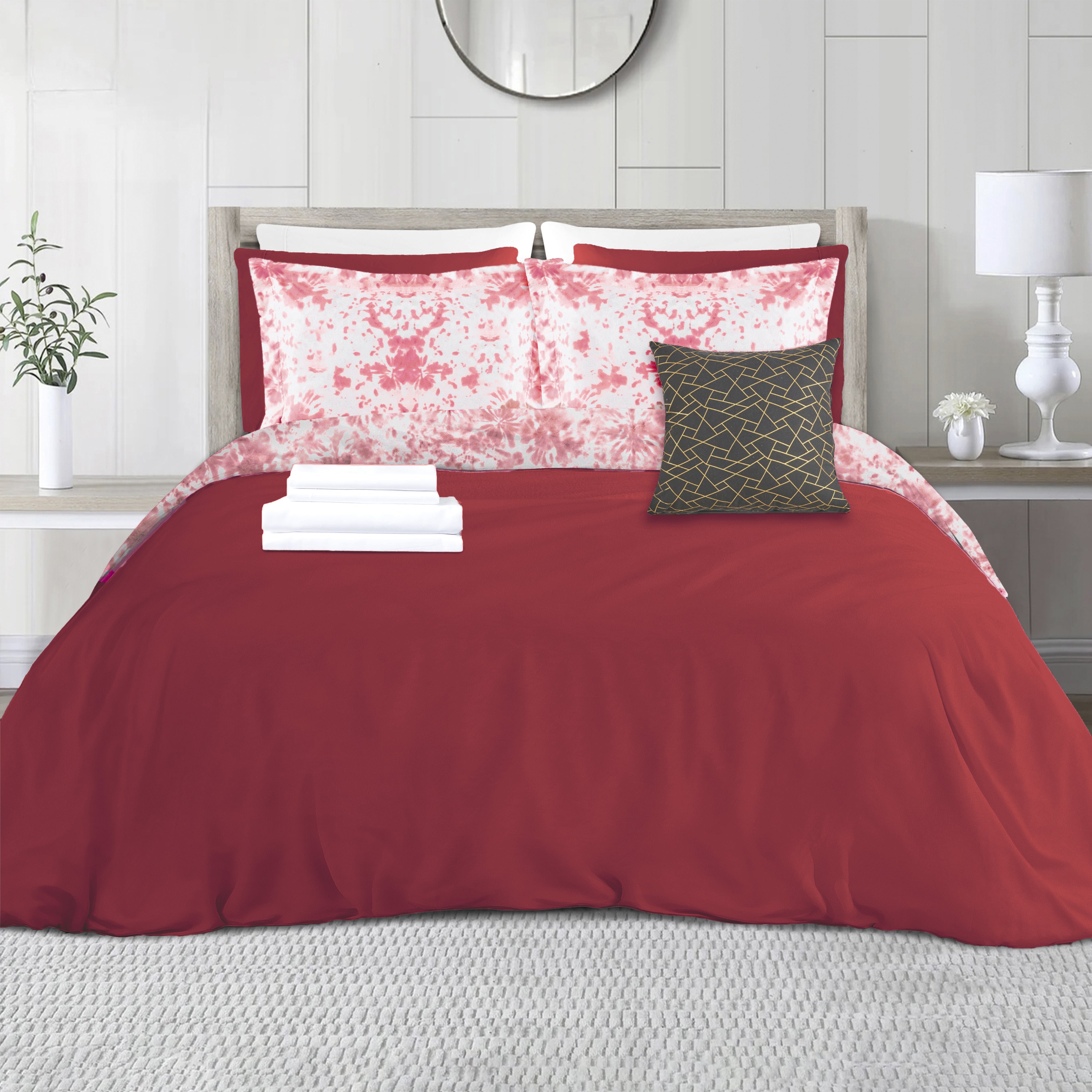 Everlaneas 10-Piece Tie-Dye Comforter Set, Includes 6-Piece Sheet Set with Double Sided Storage Pockets