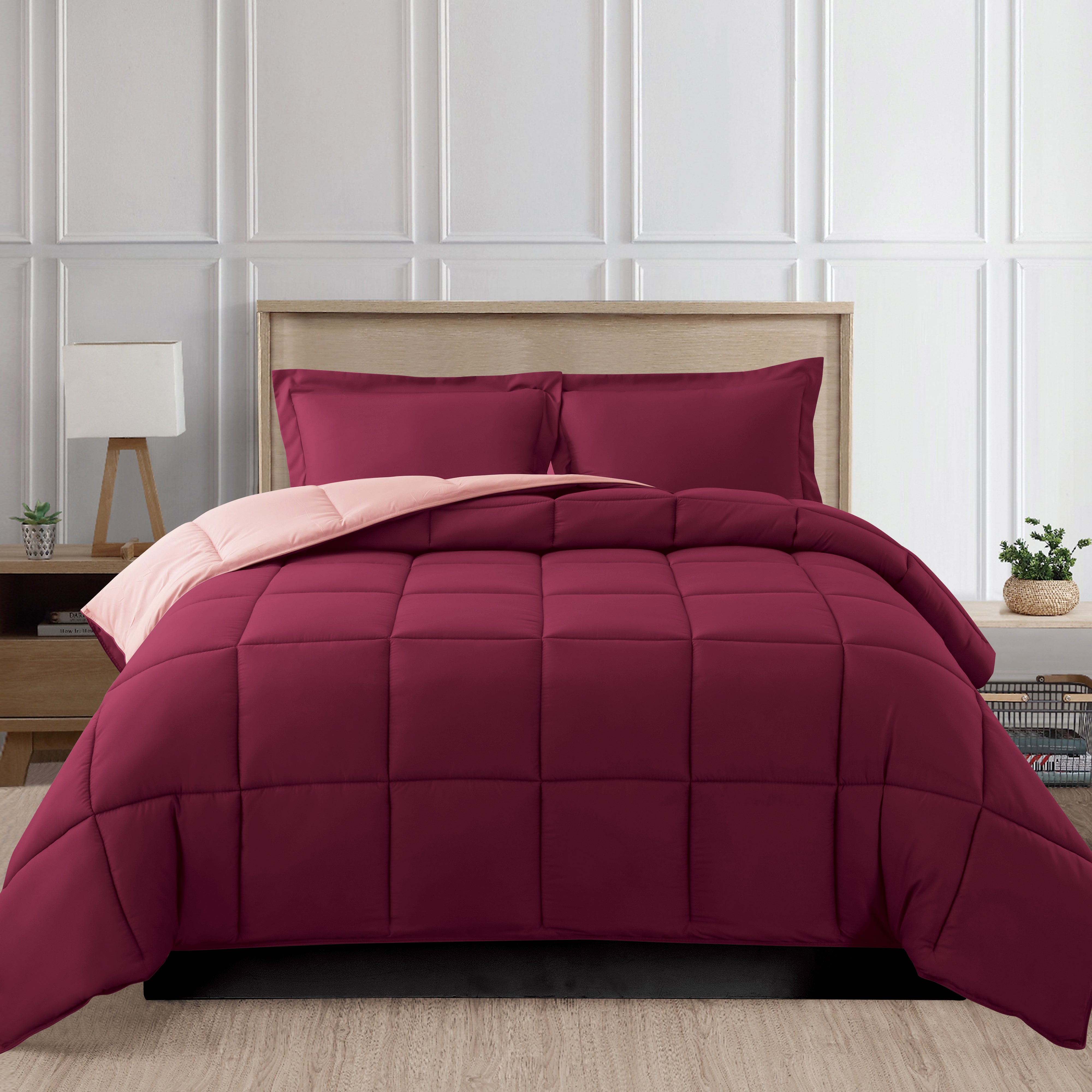 Everlaneas Reversible 3-Piece Box Stitched Comforter & Shams - Duvet Insert with 4 Corner Tabs