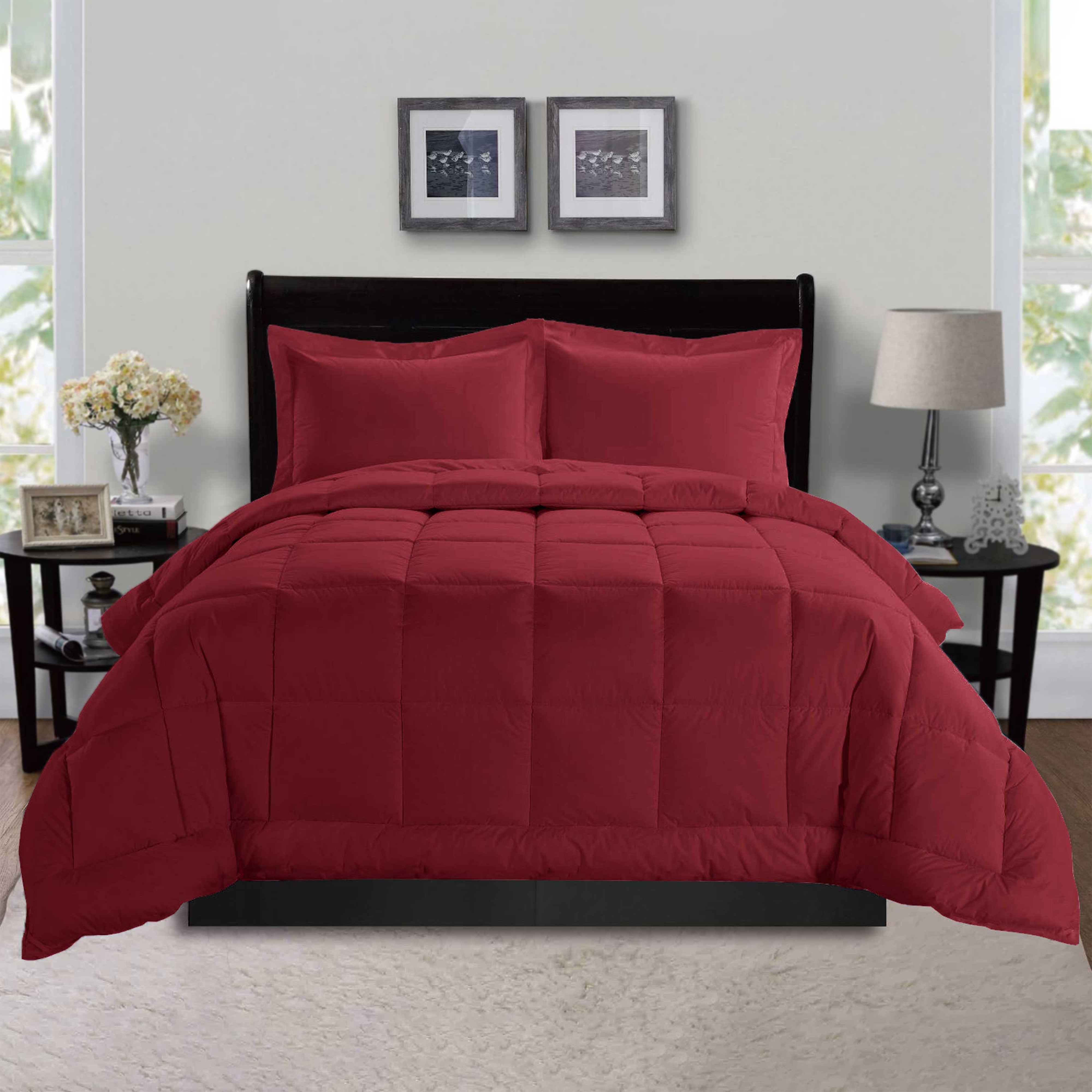 Everlaneas 3-Piece Solid Box Stitched Comforter & Shams - Double-Filled Comforter