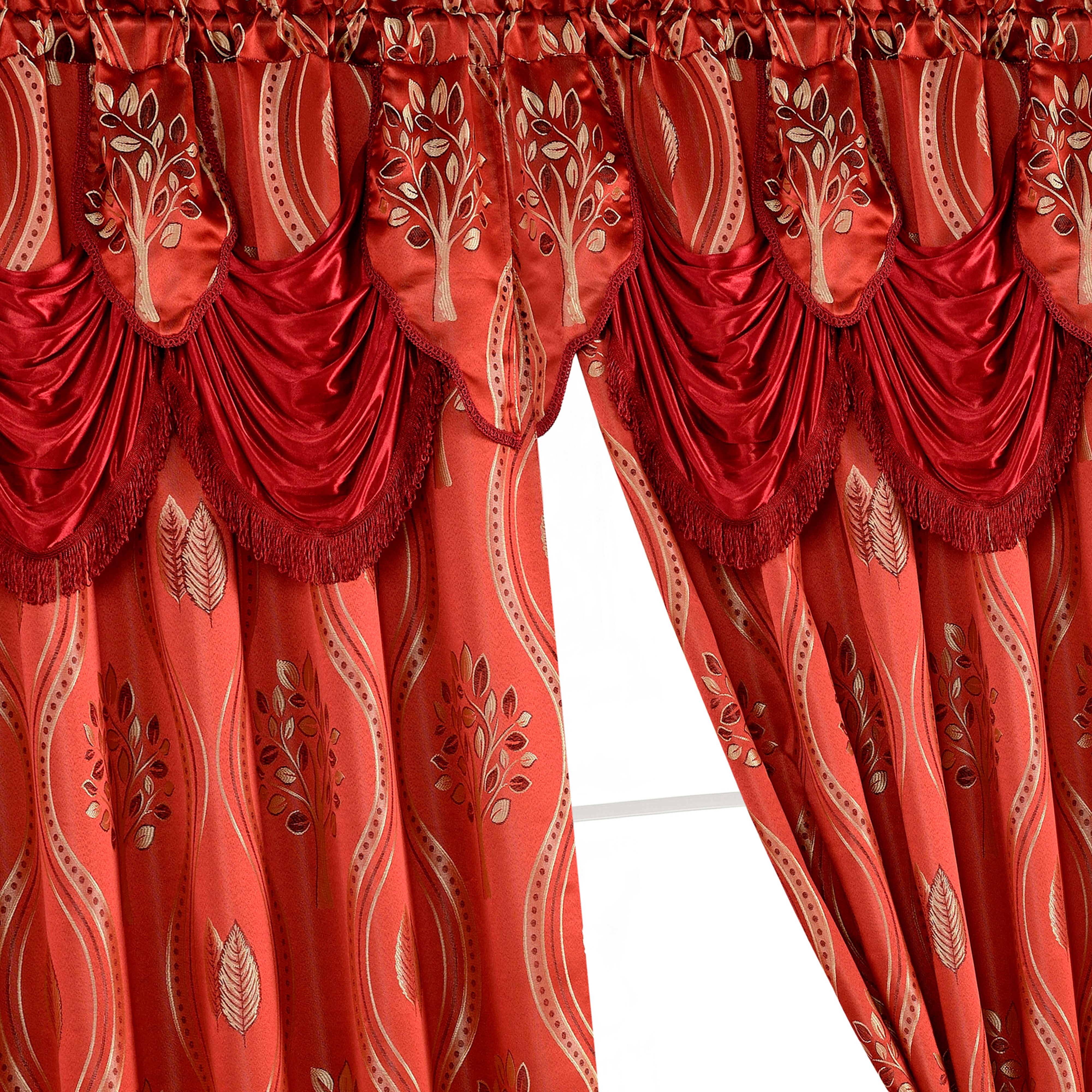 Everlaneas Set of 2 Aurora Curtain Panels- Attached Valance - Rod Pocket- 54" W x 84" L