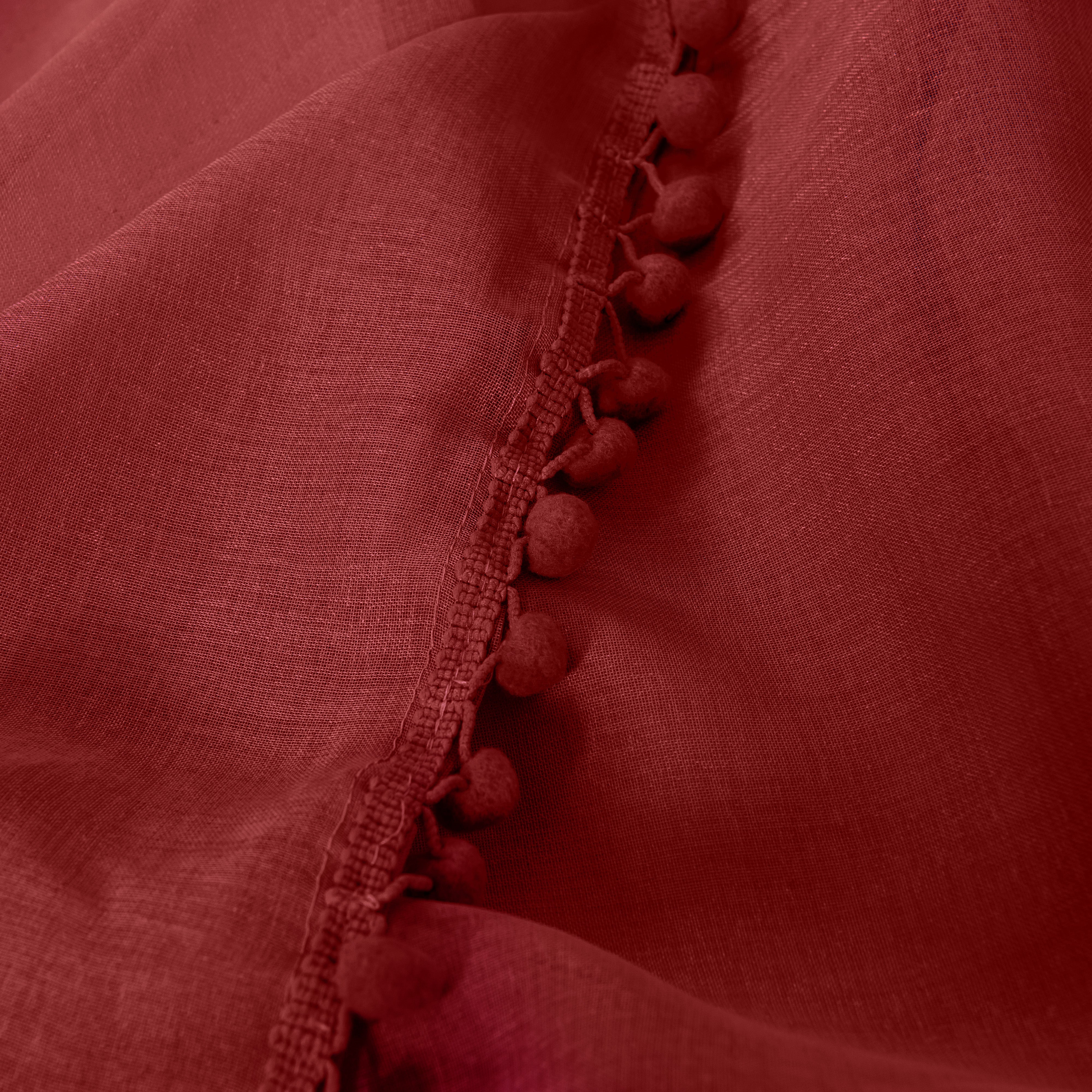 Everlaneas Set of 2 Pom Pom Tasseled Sheer Curtain - Rod Pocket