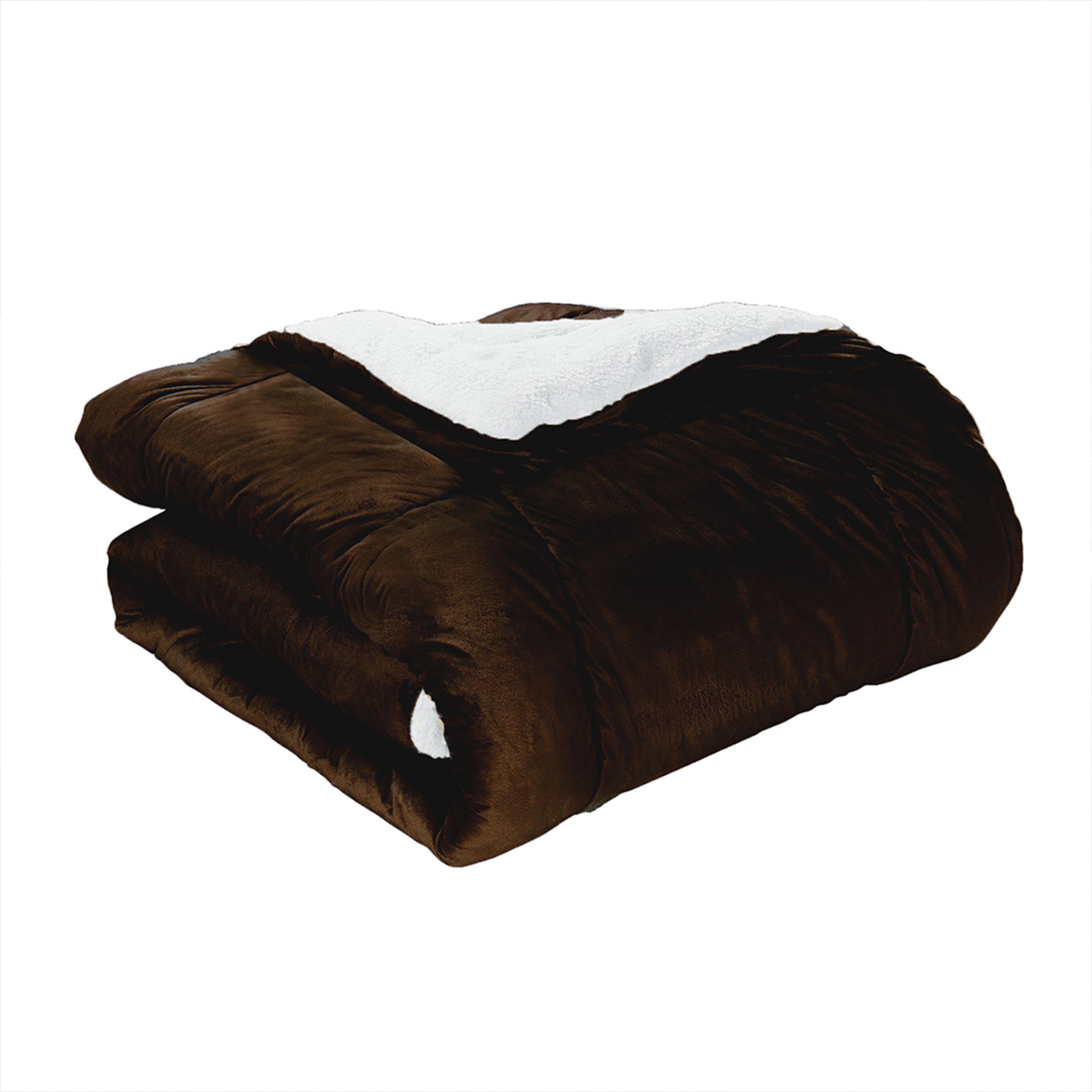 Everlaneas 3-Piece Micro-Suede Reversible Sherpa - Solid Color Design Comforter Set