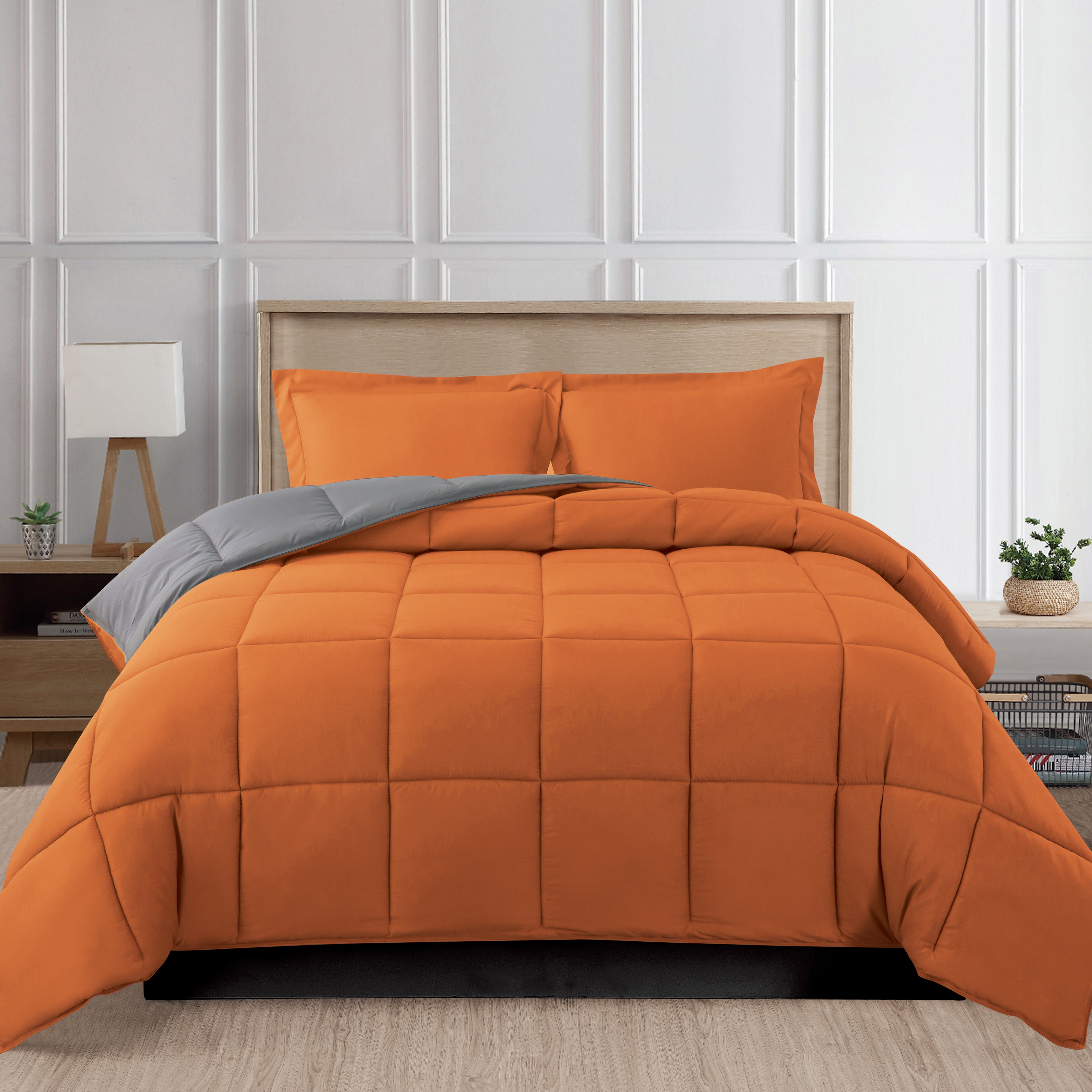 Everlaneas Reversible 3-Piece Box Stitched Comforter & Shams - Duvet Insert with 4 Corner Tabs