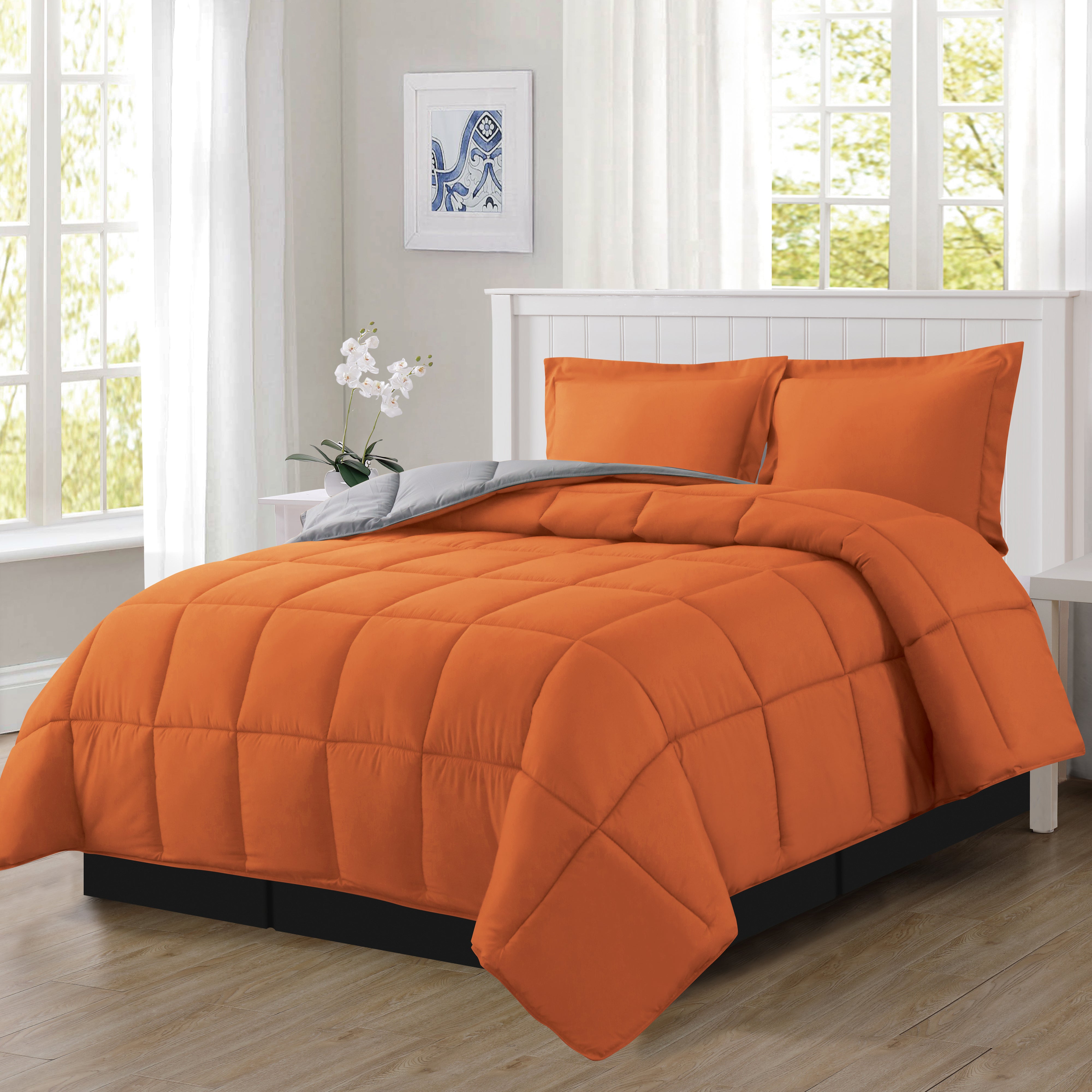 Everlaneas Reversible 3-Piece Box Stitched Comforter & Shams - Duvet Insert with 4 Corner Tabs