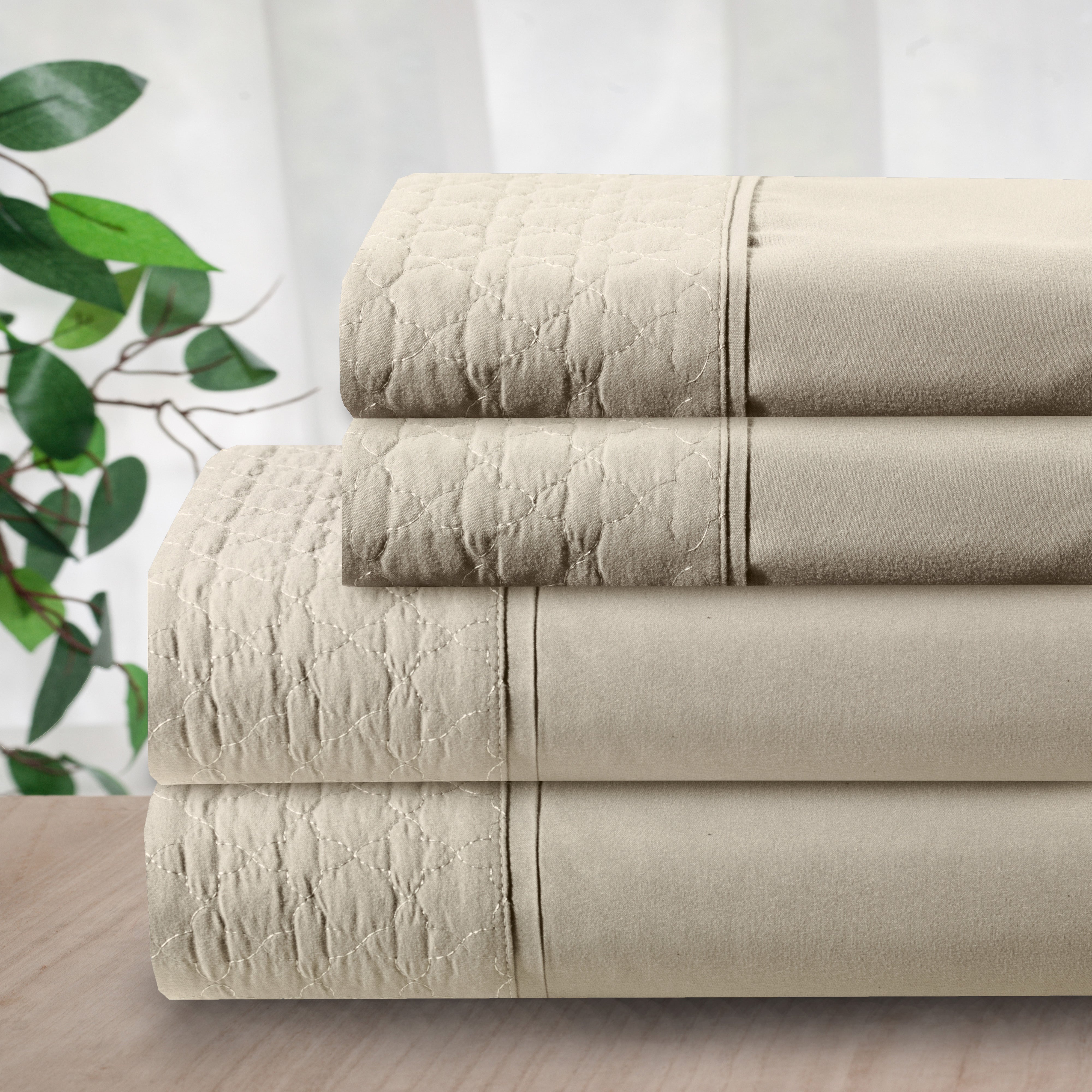 Everlaneas Quilted 4-Piece Sheet Set, Premium Hotel Quality