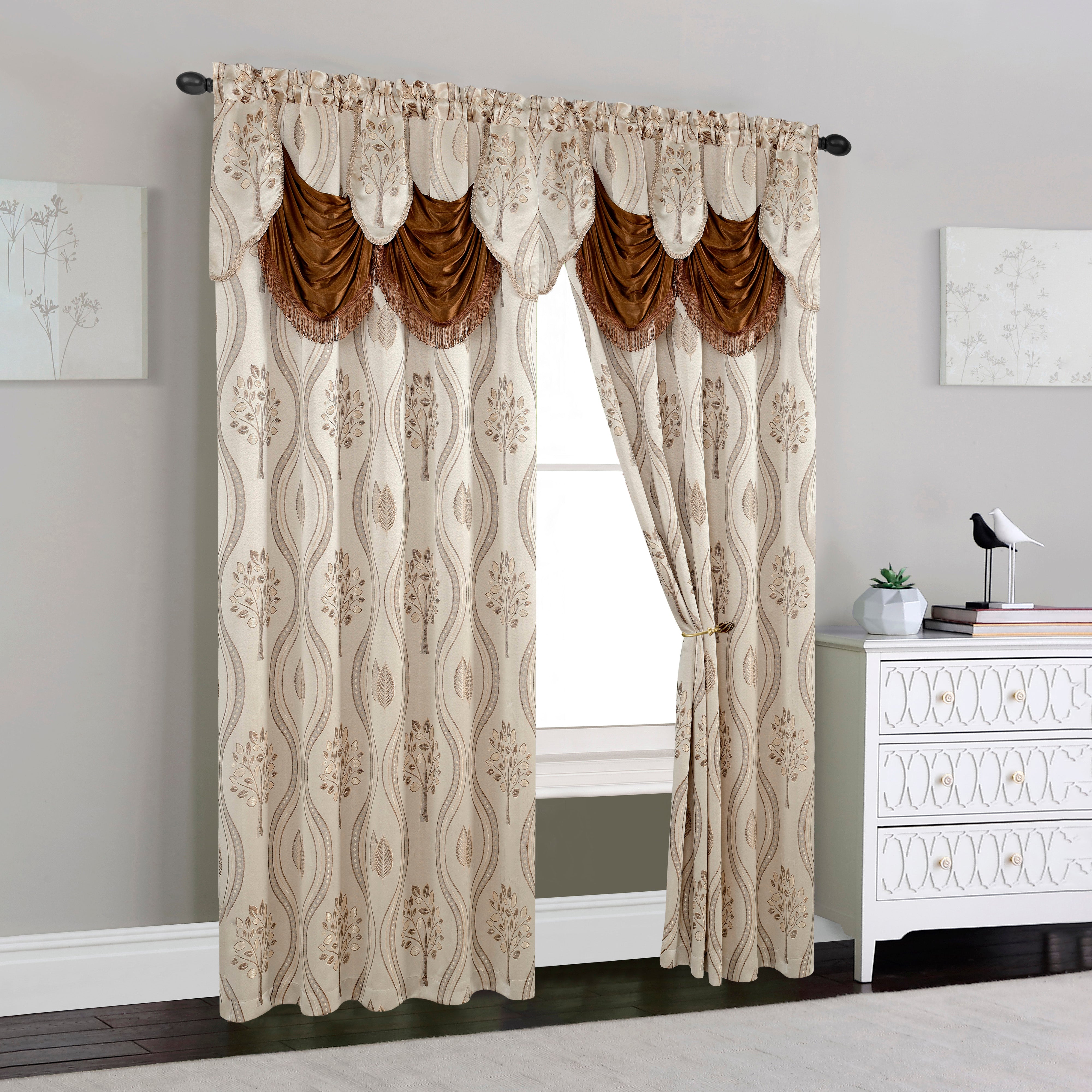 Everlaneas Set of 2 Aurora Curtain Panels- Attached Valance - Rod Pocket- 54" W x 84" L