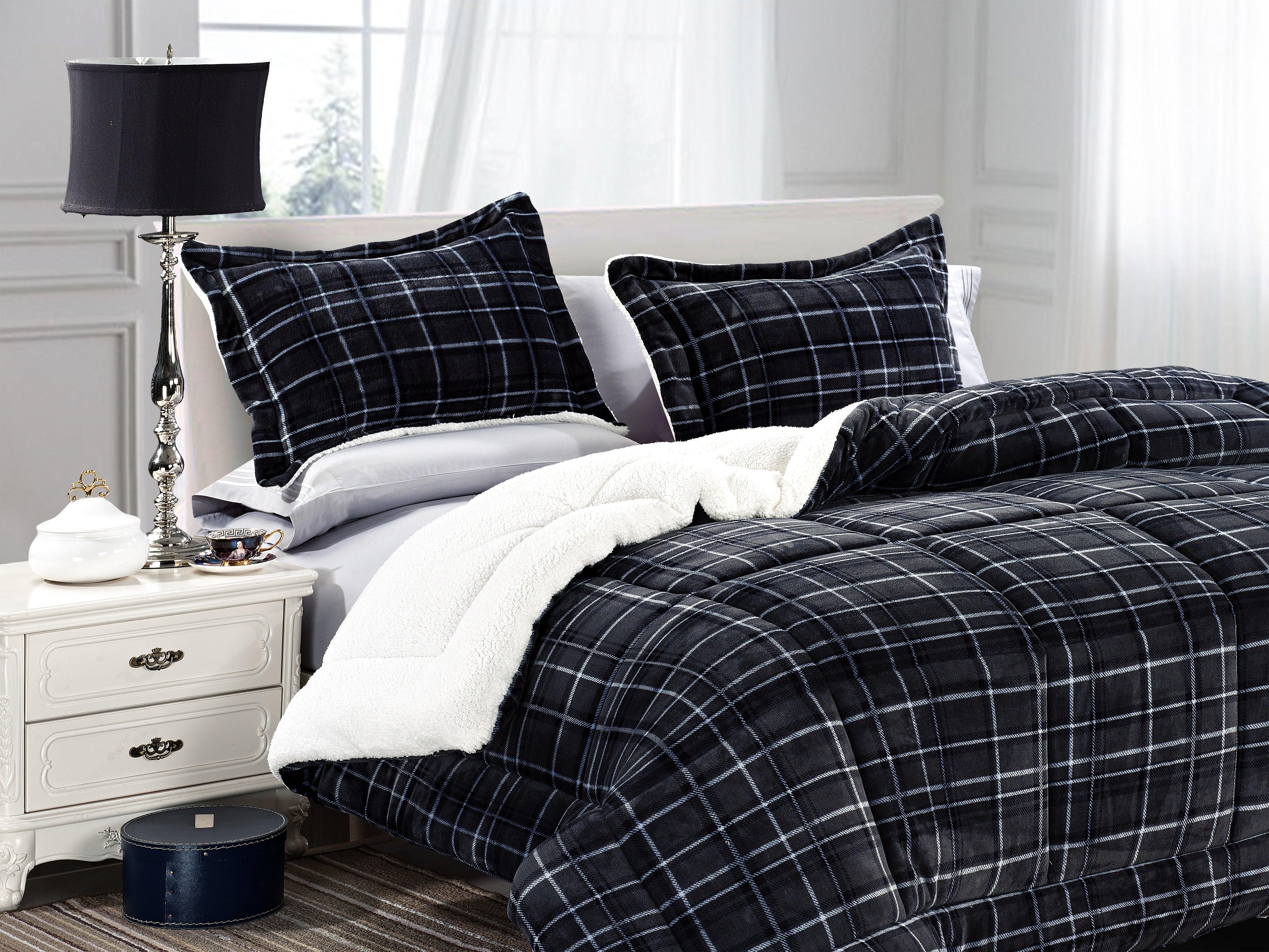 Everlaneas 3-Piece Plaid Micro-Suede Reversible Sherpa - Comforter Set