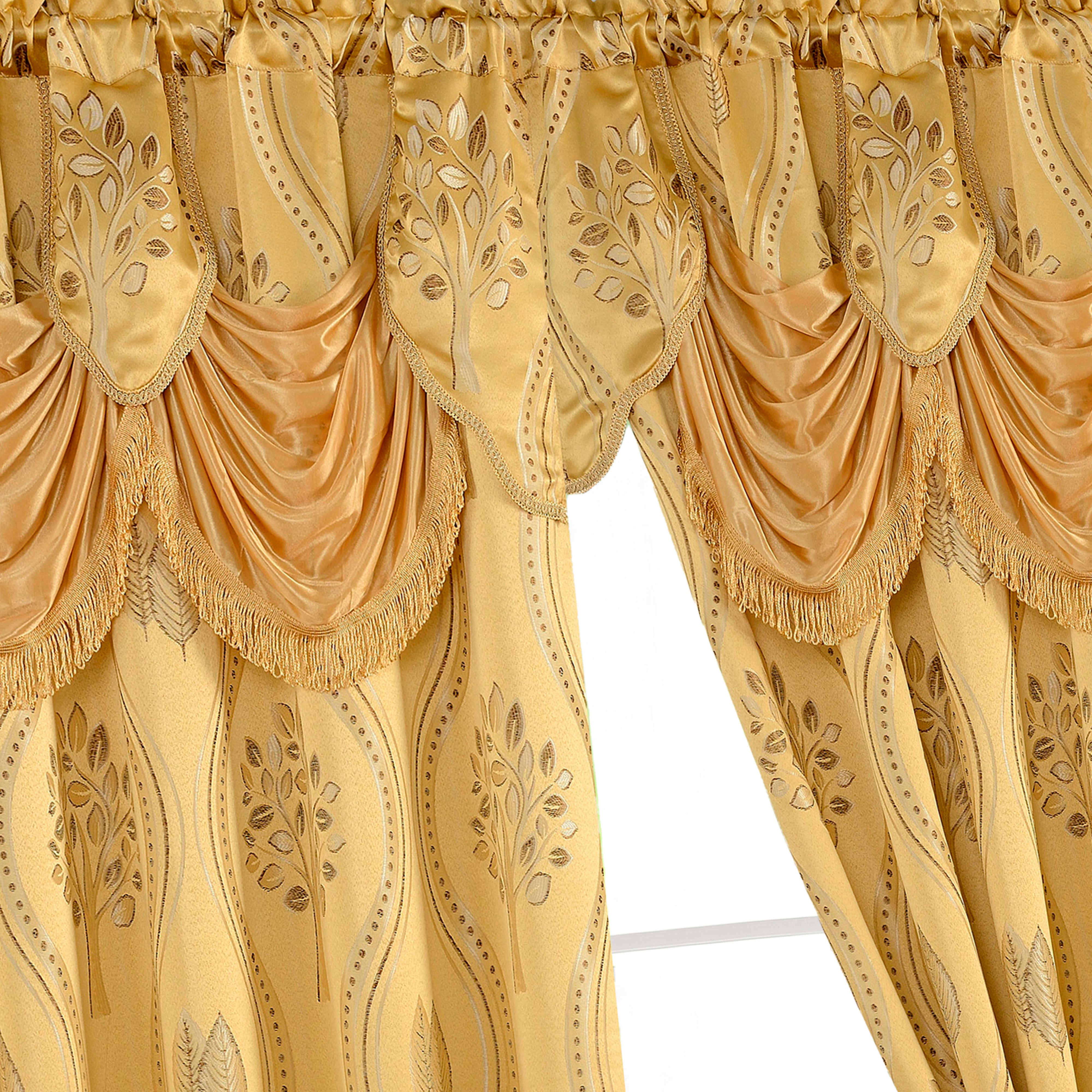 Everlaneas Set of 2 Aurora Curtain Panels- Attached Valance - Rod Pocket- 54" W x 84" L